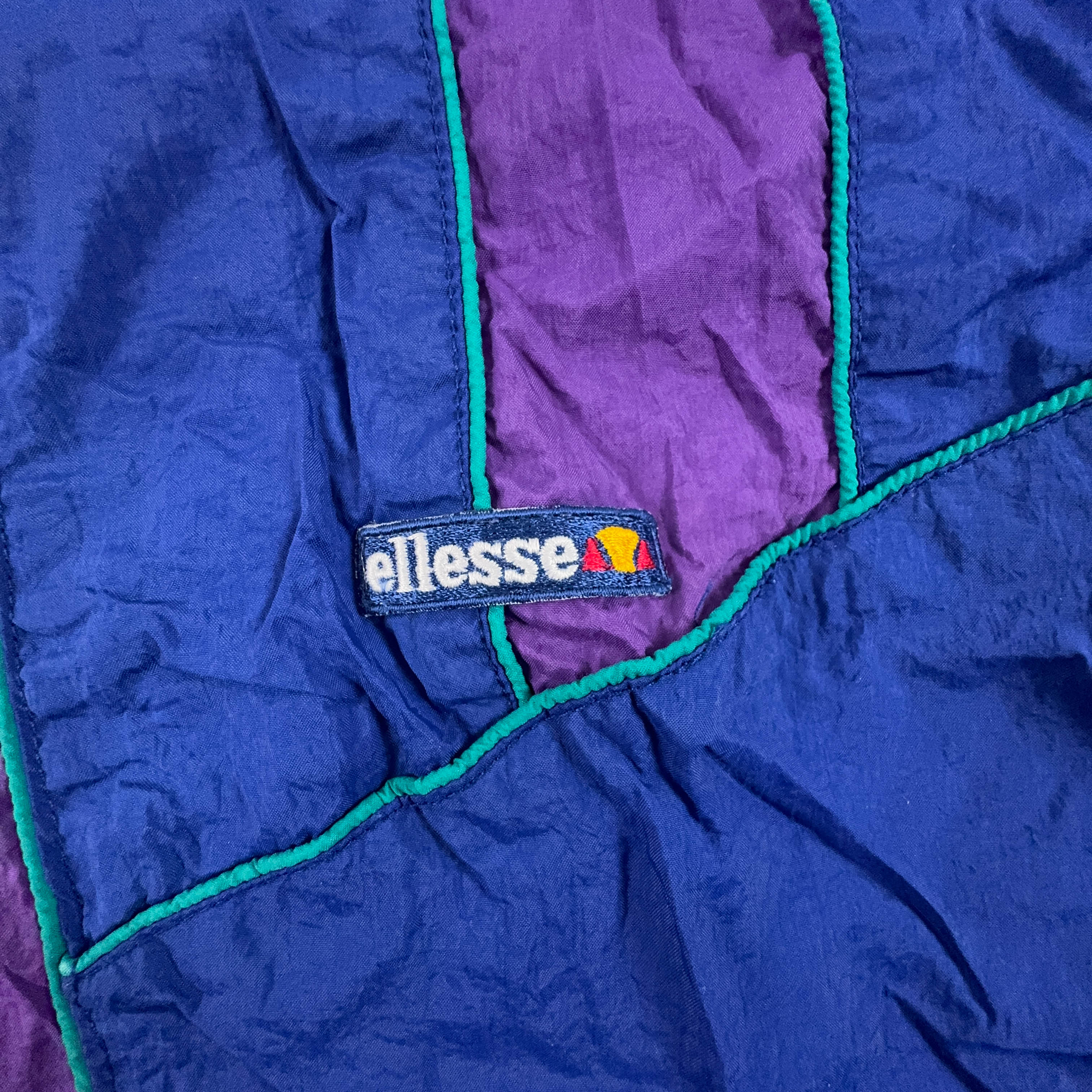 Giacca a vento Ellesse Vintage blu e viola con zip anni 90 - Taglia L uomo