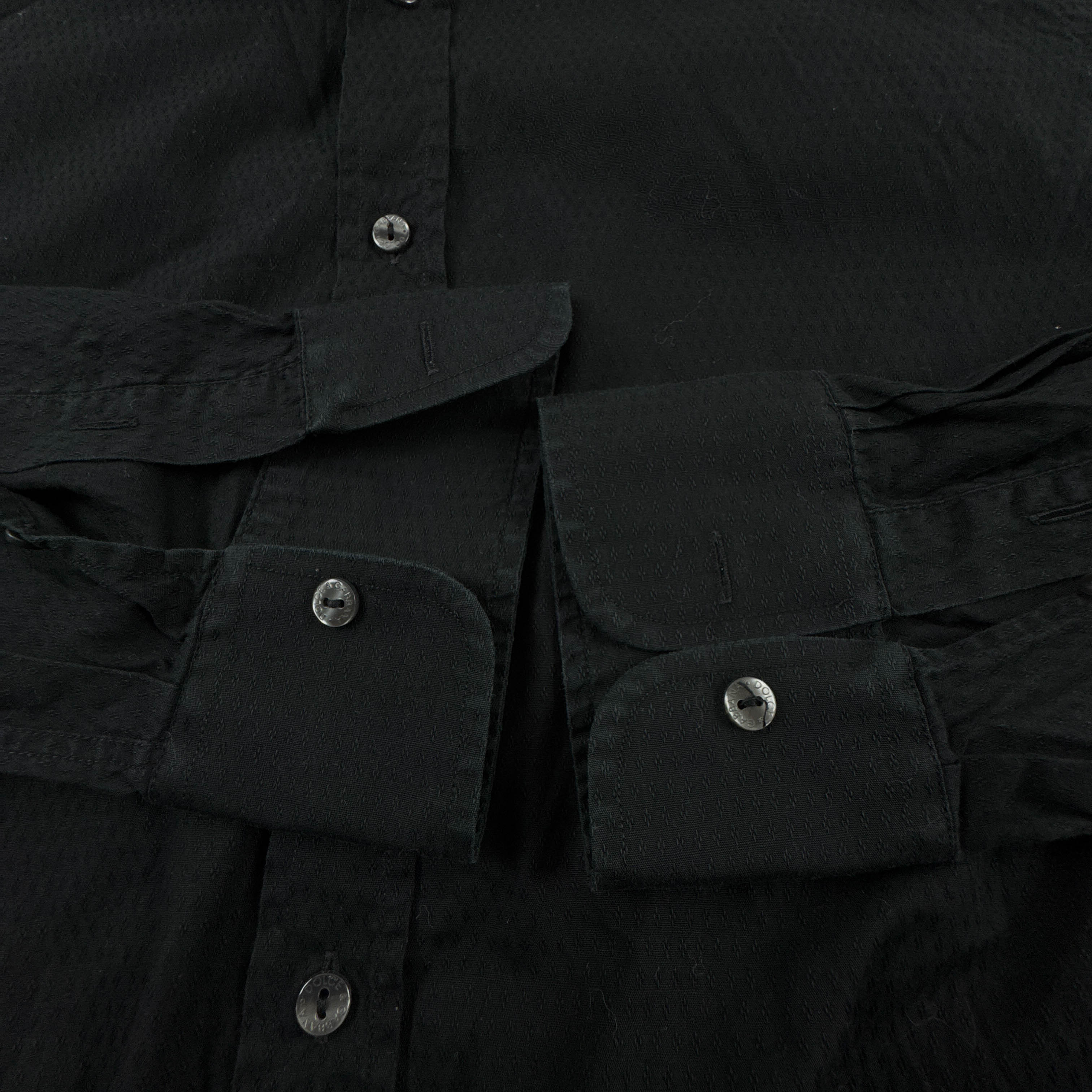 Camicia Dolce & Gabbana nera a tinta unita in cotone - Taglia 16 41 uomo