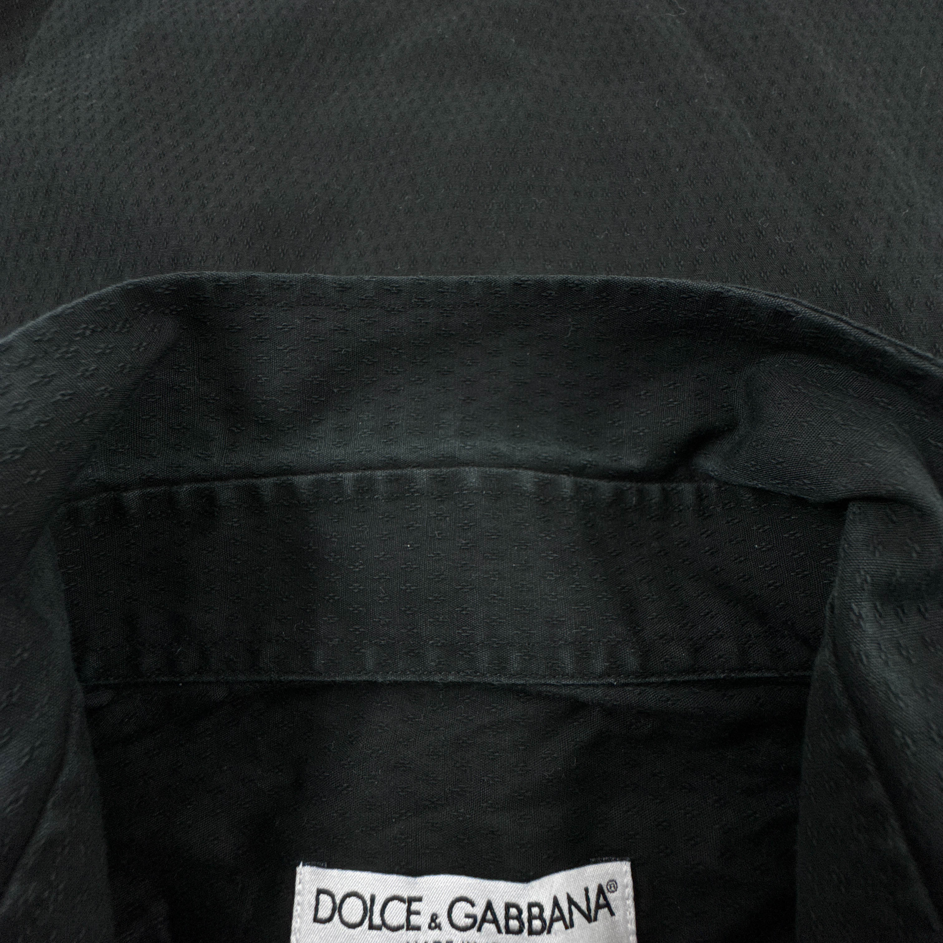 Camicia Dolce & Gabbana nera a tinta unita in cotone - Taglia 16 41 uomo