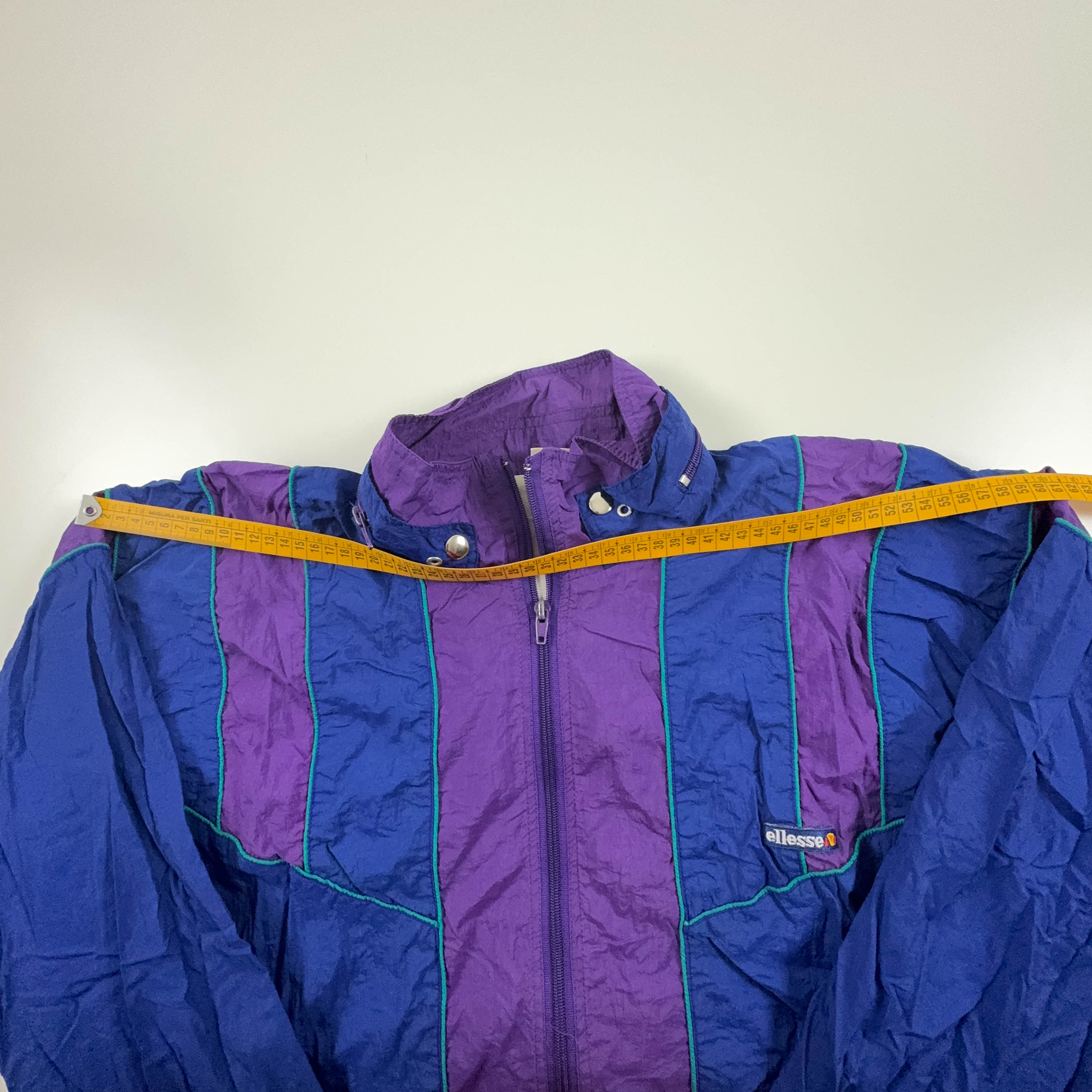 Giacca a vento Ellesse Vintage blu e viola con zip anni 90 - Taglia L uomo