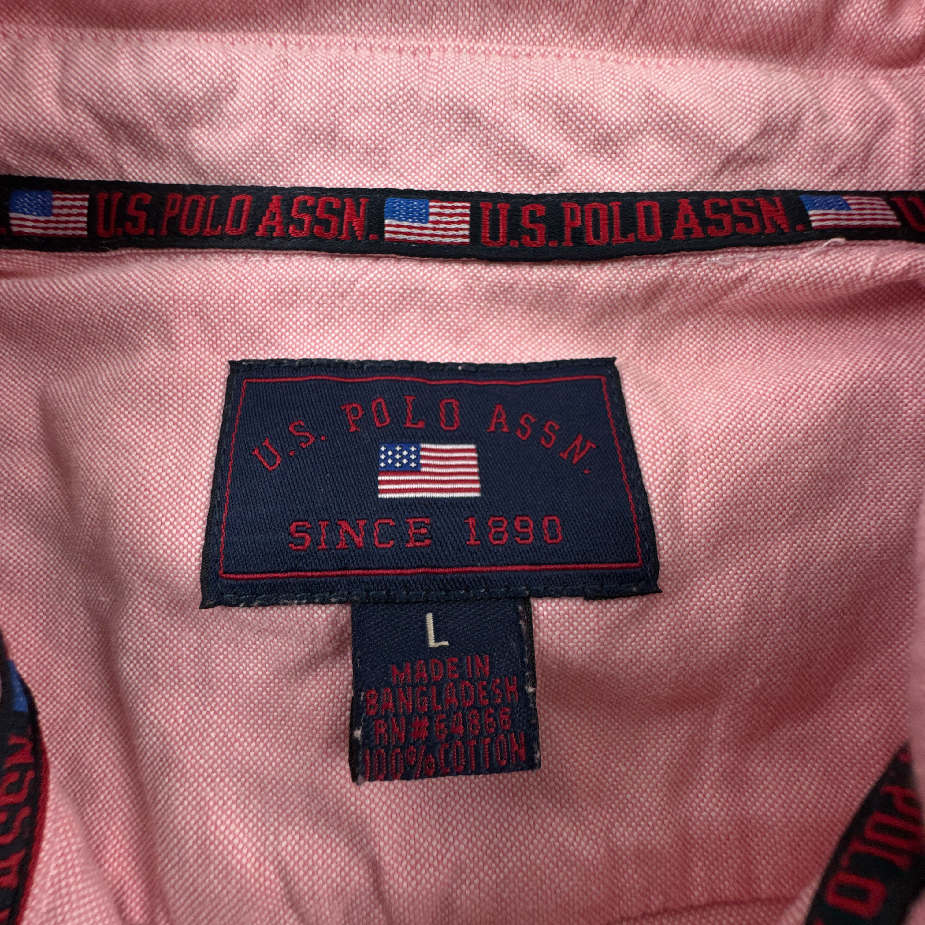 Camicia Vintage US POLO rosa a tinta unita in cotone anni 00 - Taglia L uomo