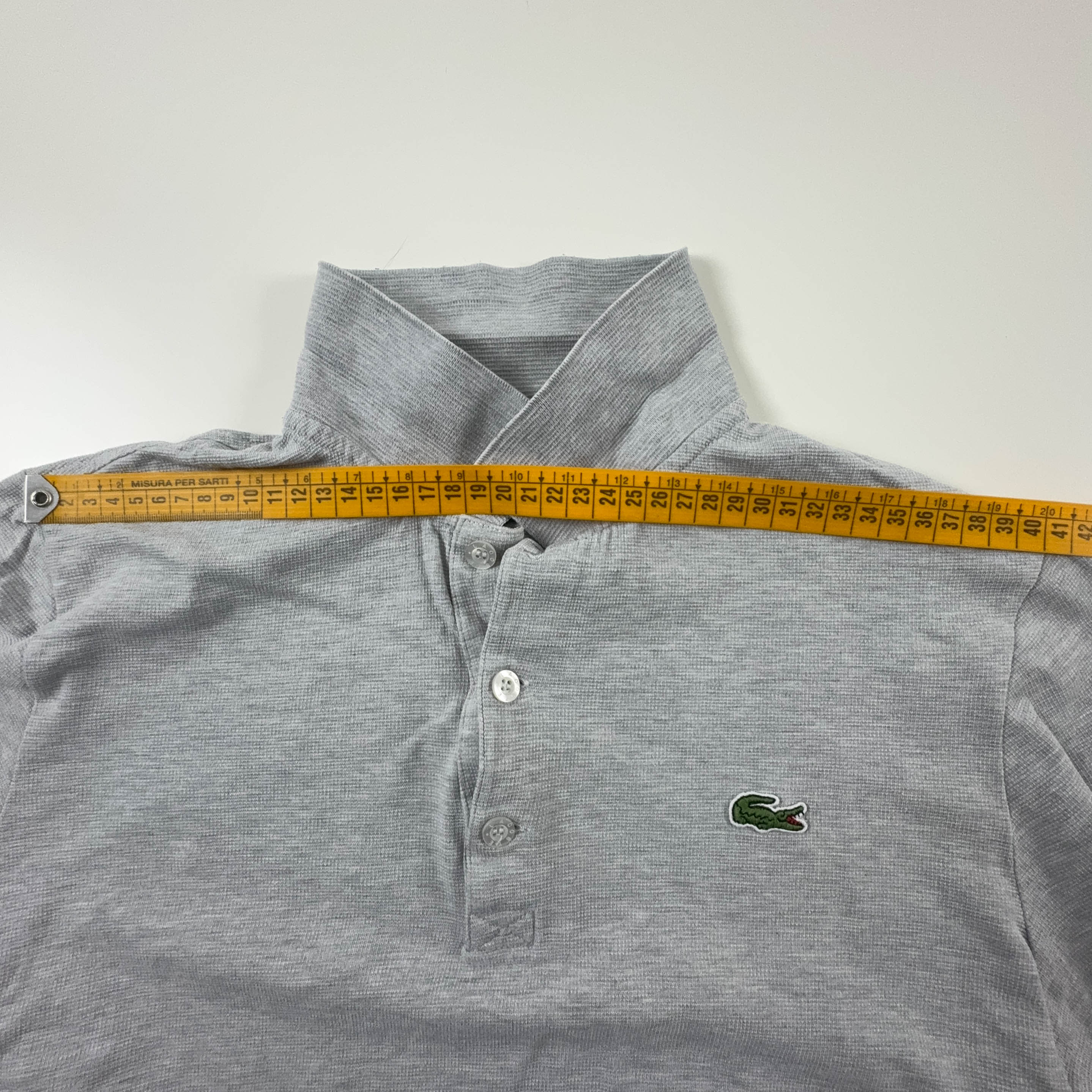 Polo Lacoste grigia tinta unita in cotone - Taglia S uomo