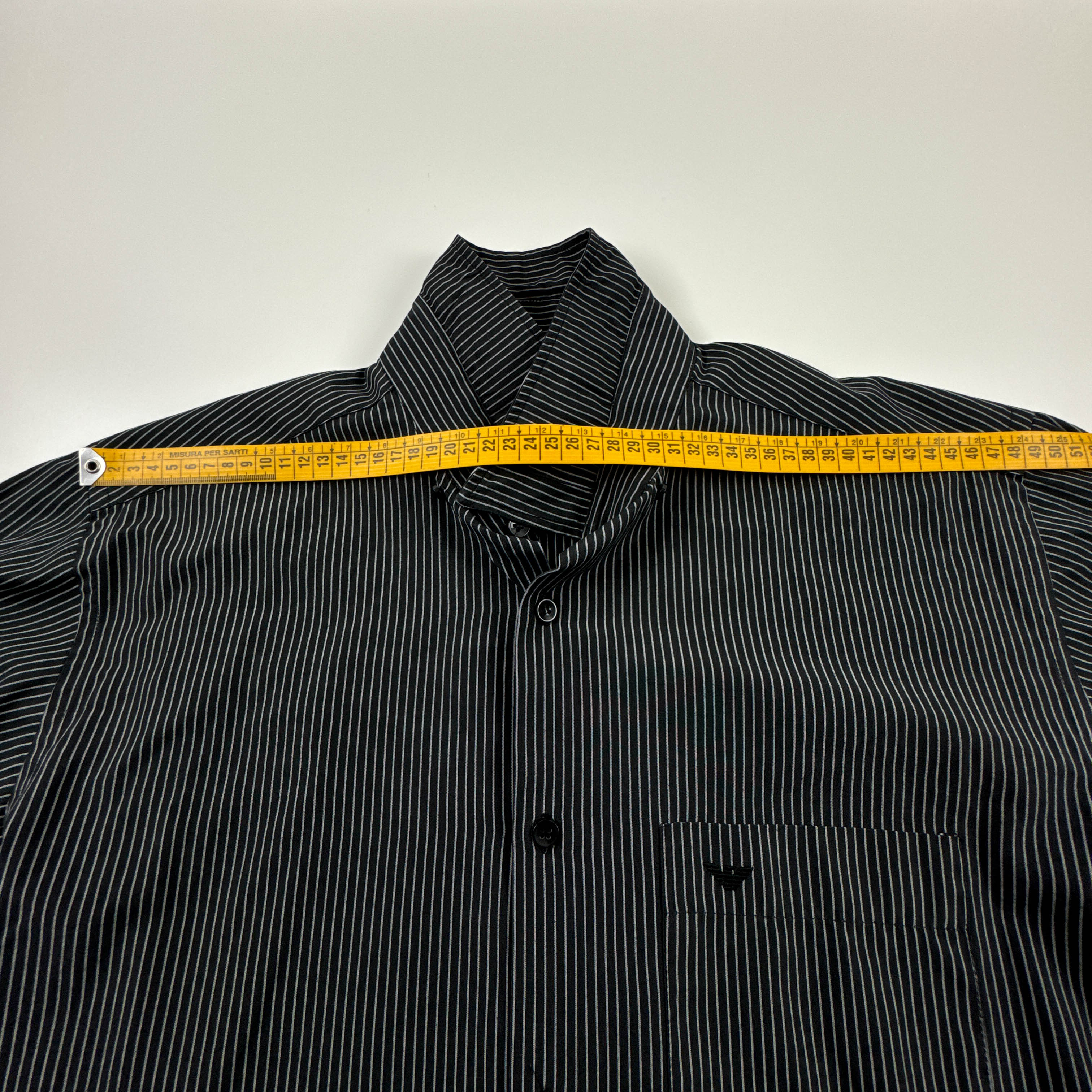 Camicia Armani nera a righe bianche - Taglia M uomo