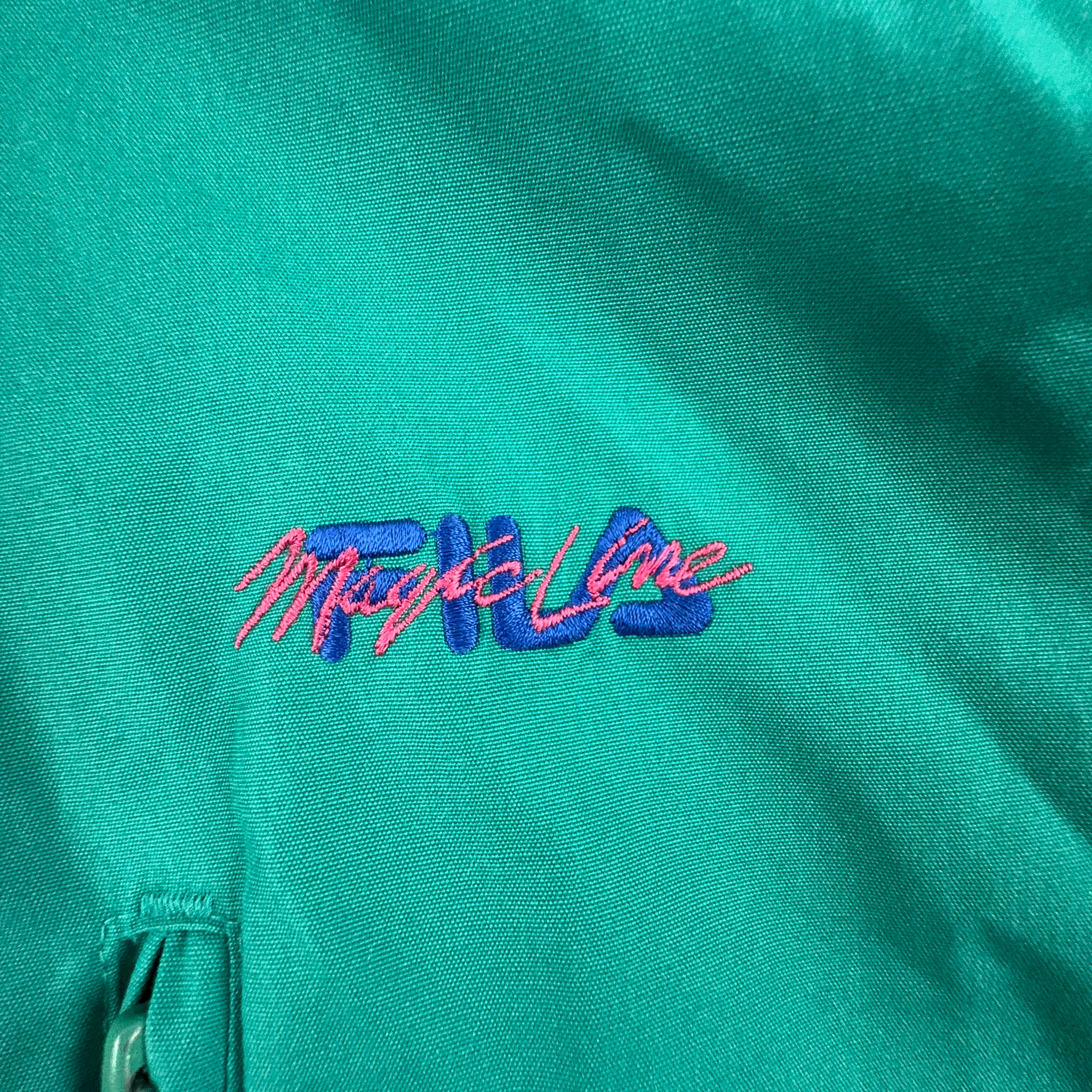 Giacca a vento Fila Magic Line Vintage verde con cappuccio anni 90 - Taglia XS/S uomo