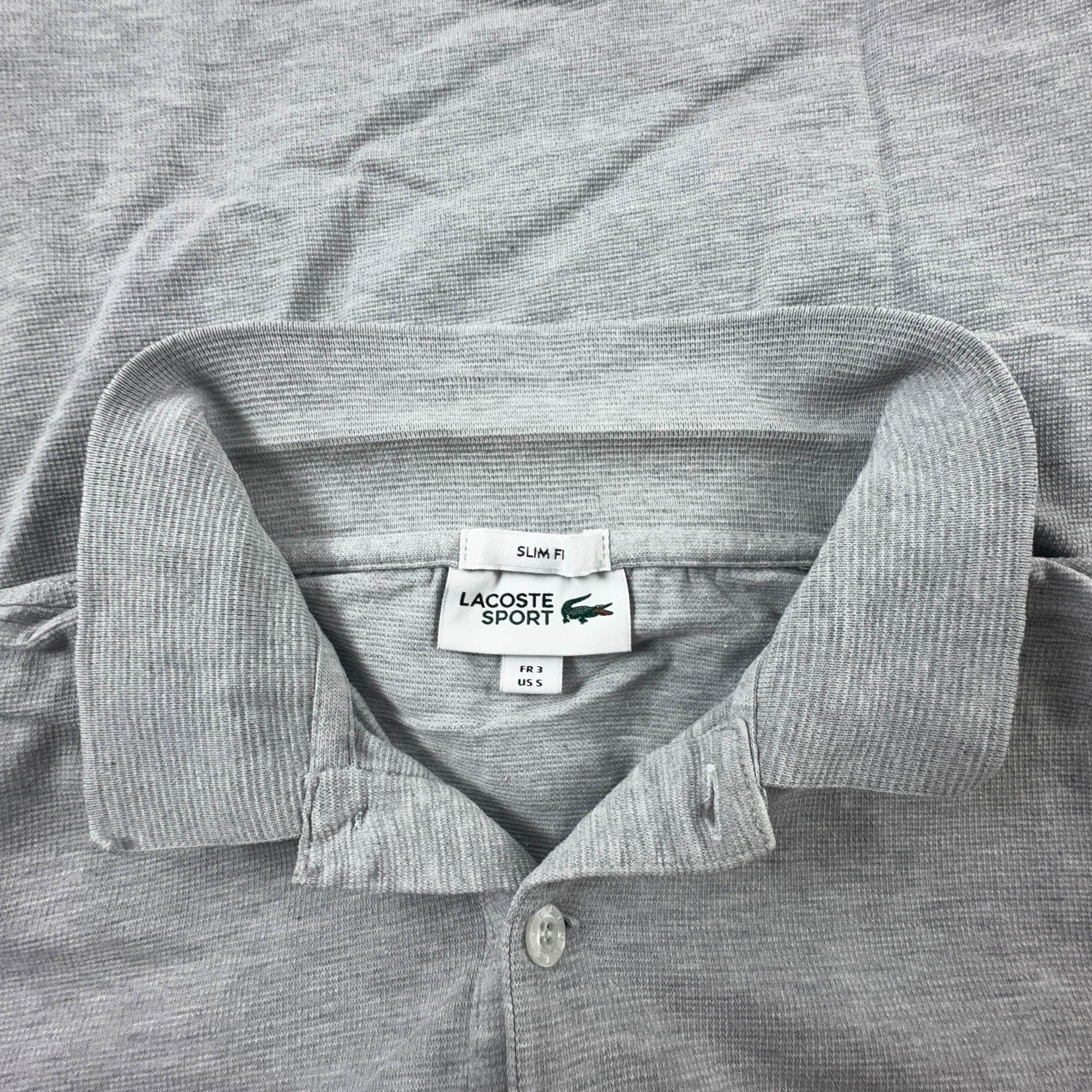 Polo Lacoste grigia tinta unita in cotone - Taglia S uomo