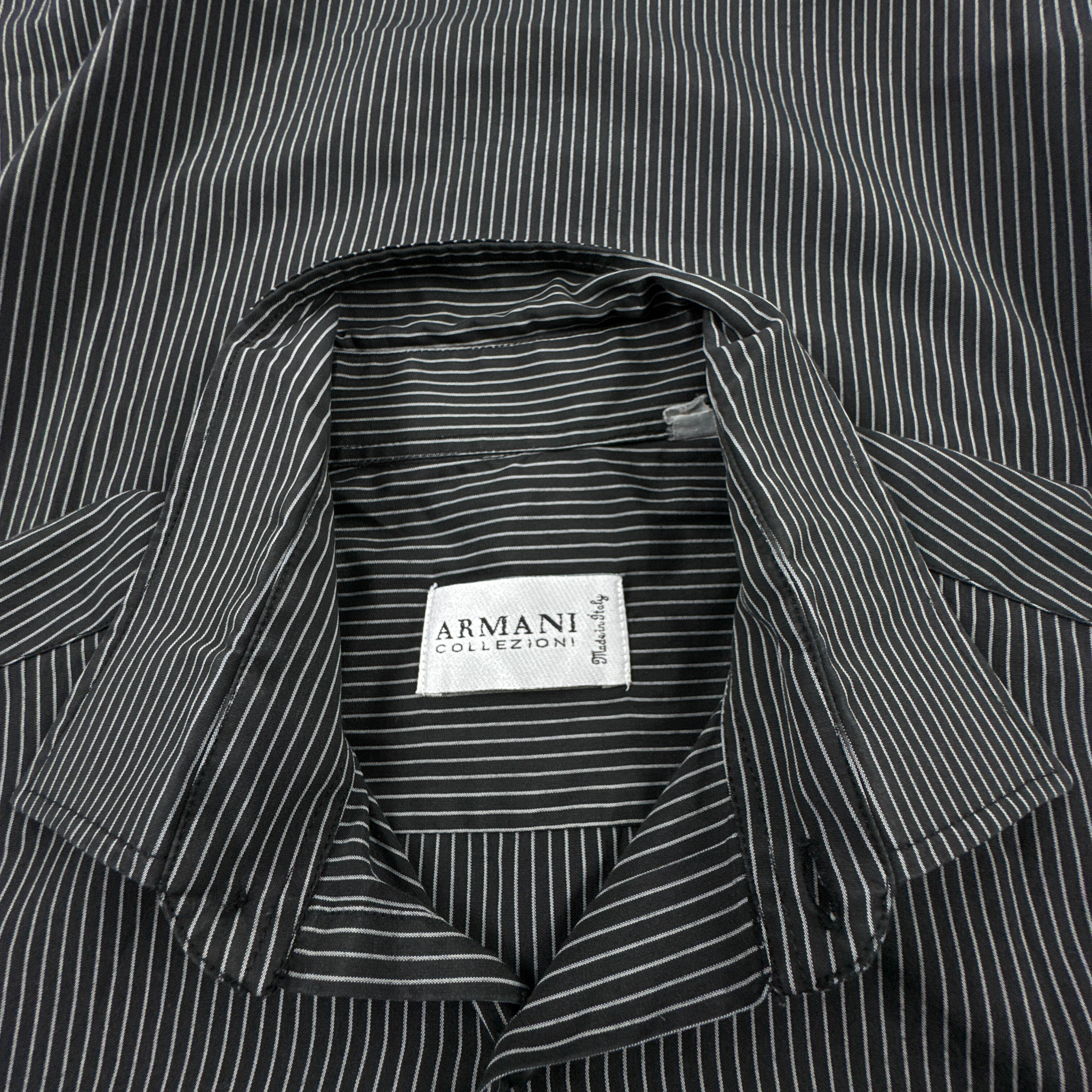 Camicia Armani nera a righe bianche - Taglia M uomo
