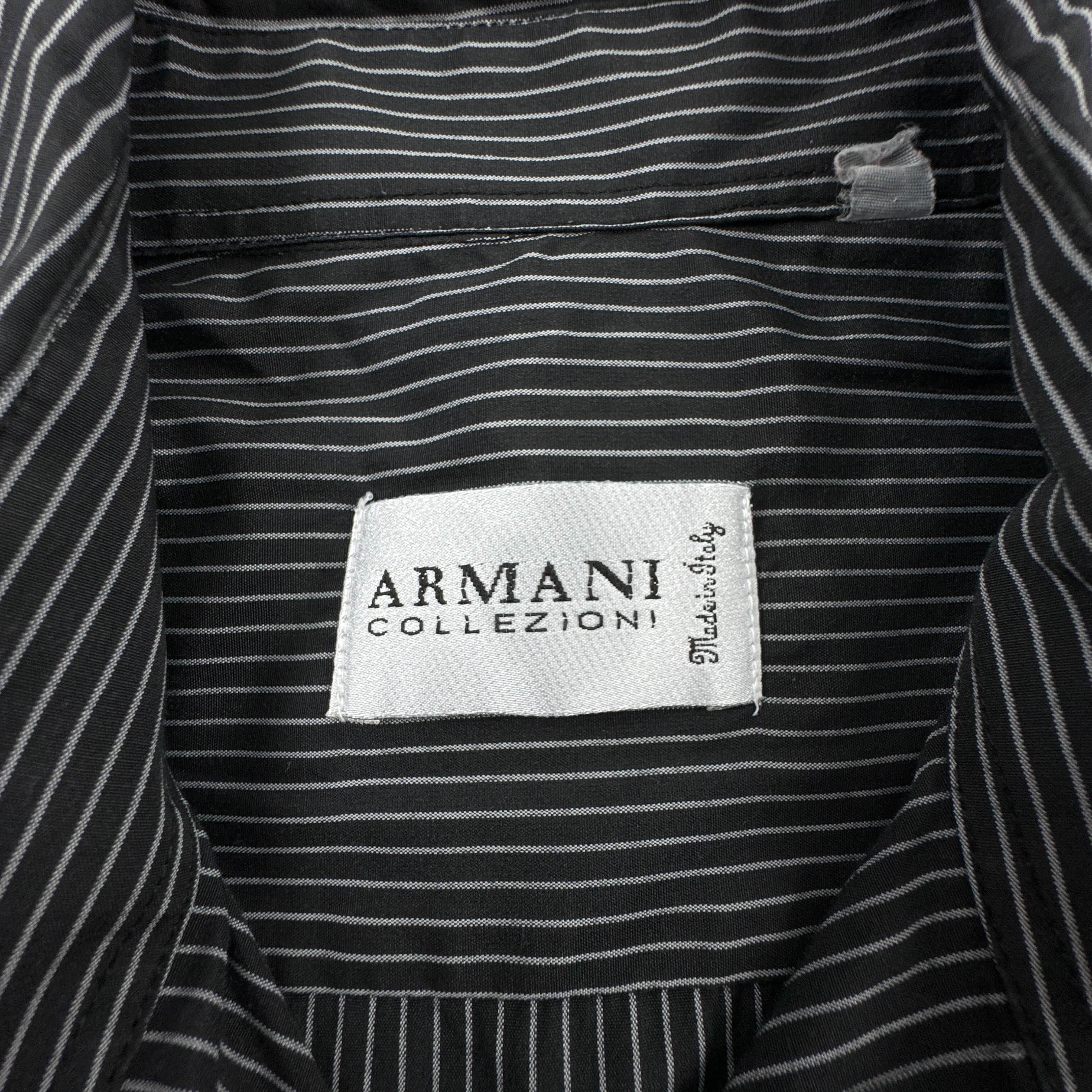 Camicia Armani nera a righe bianche - Taglia M uomo