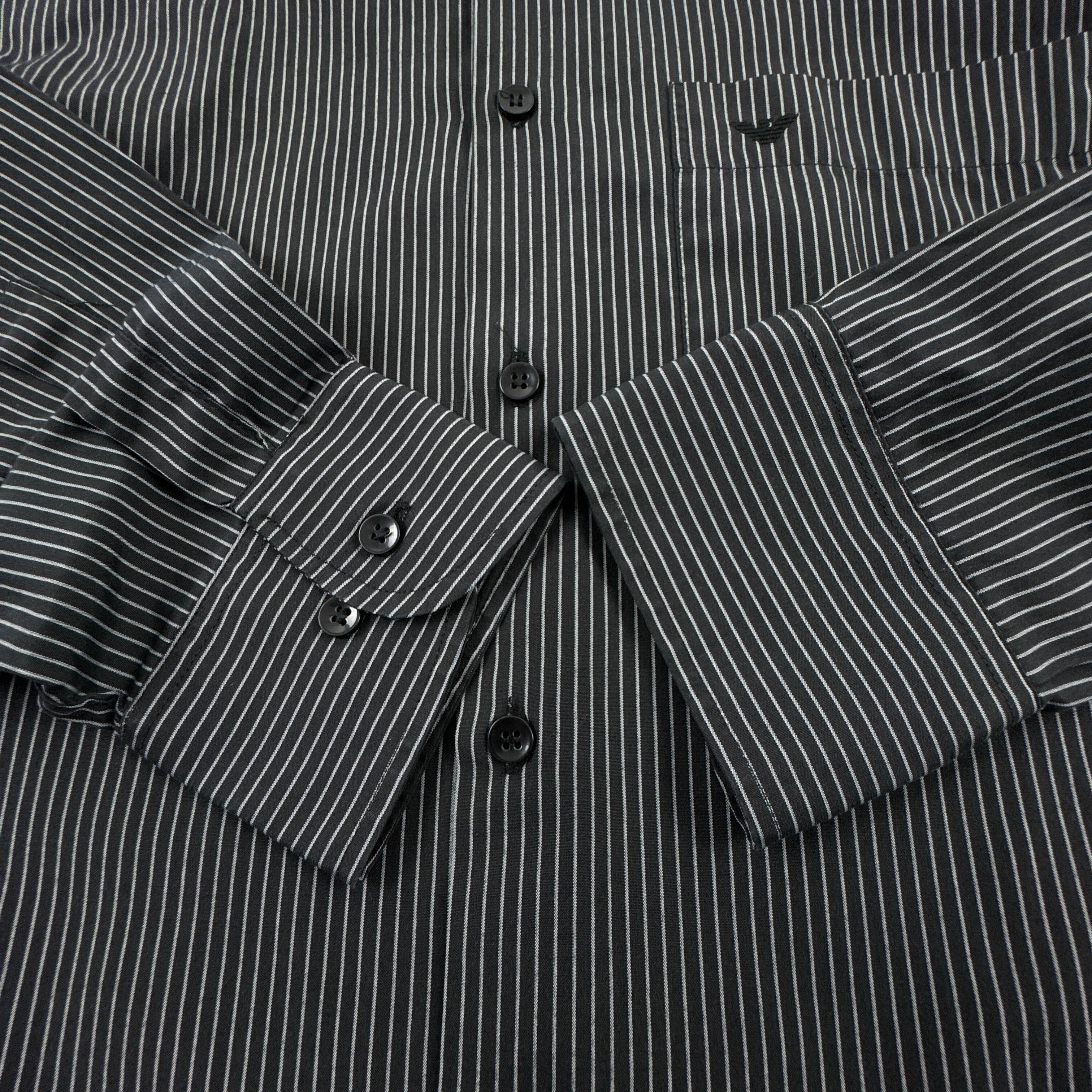 Camicia Armani nera a righe bianche - Taglia M uomo