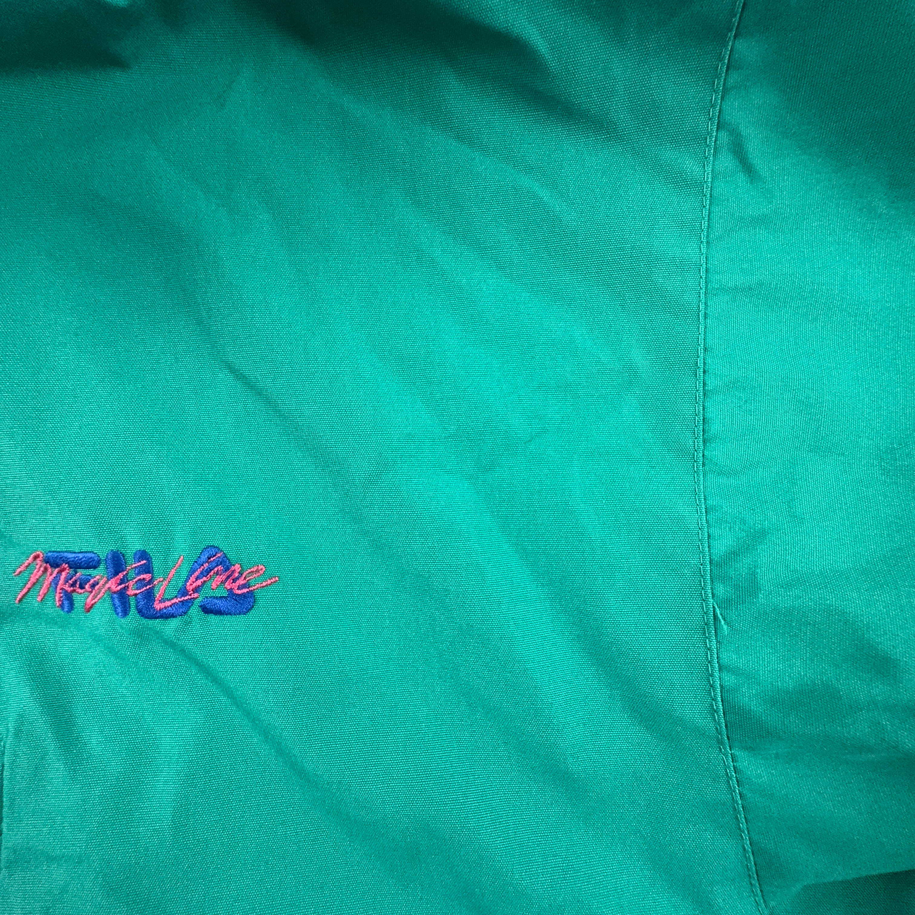 Giacca a vento Fila Magic Line Vintage verde con cappuccio anni 90 - Taglia XS/S uomo