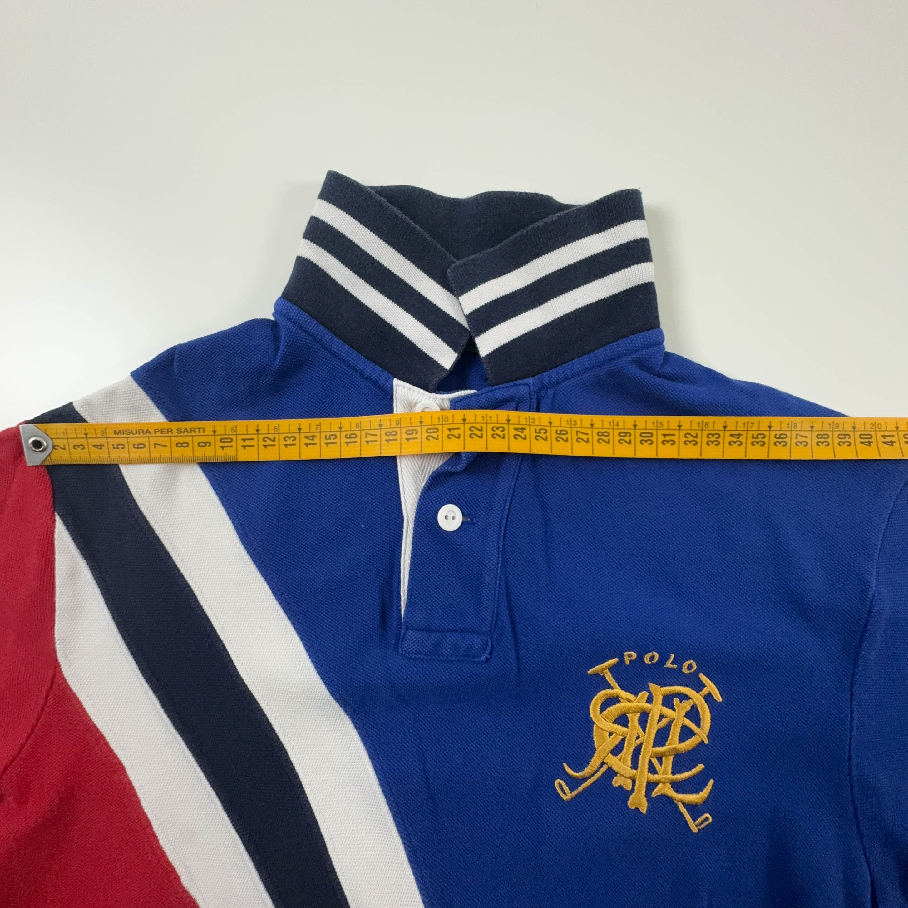 Polo Ralph Lauren blu e rossa in cotone - Taglia S uomo