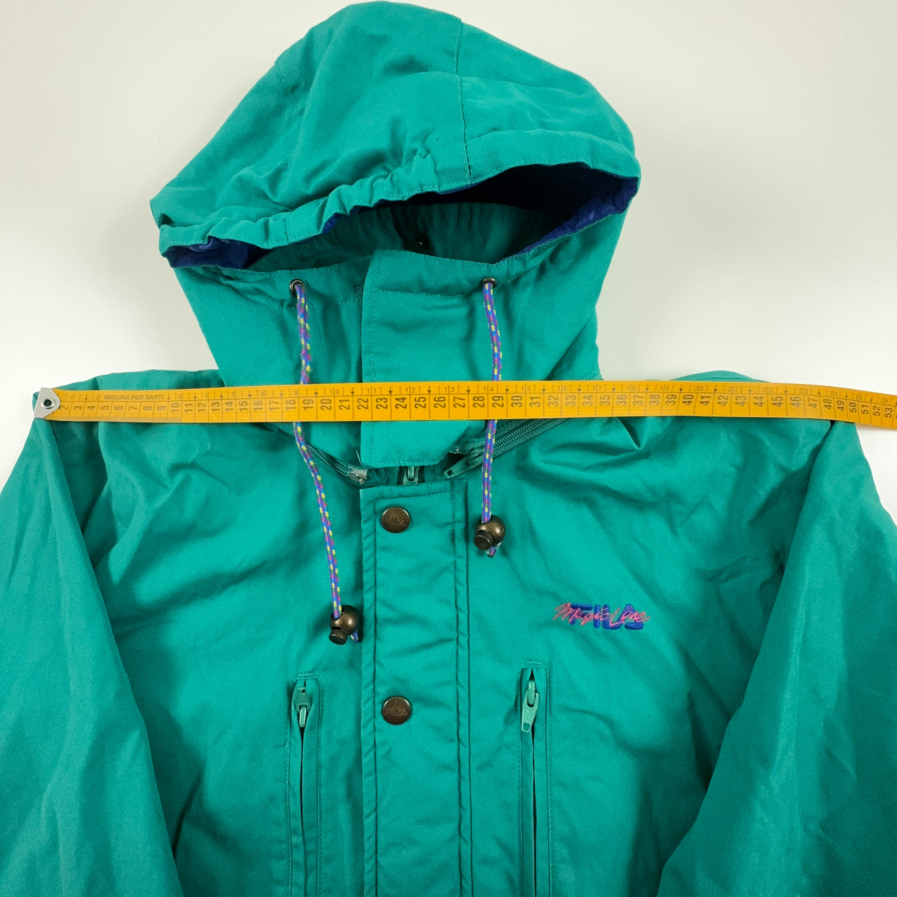 Giacca a vento Fila Magic Line Vintage verde con cappuccio anni 90 - Taglia XS/S uomo