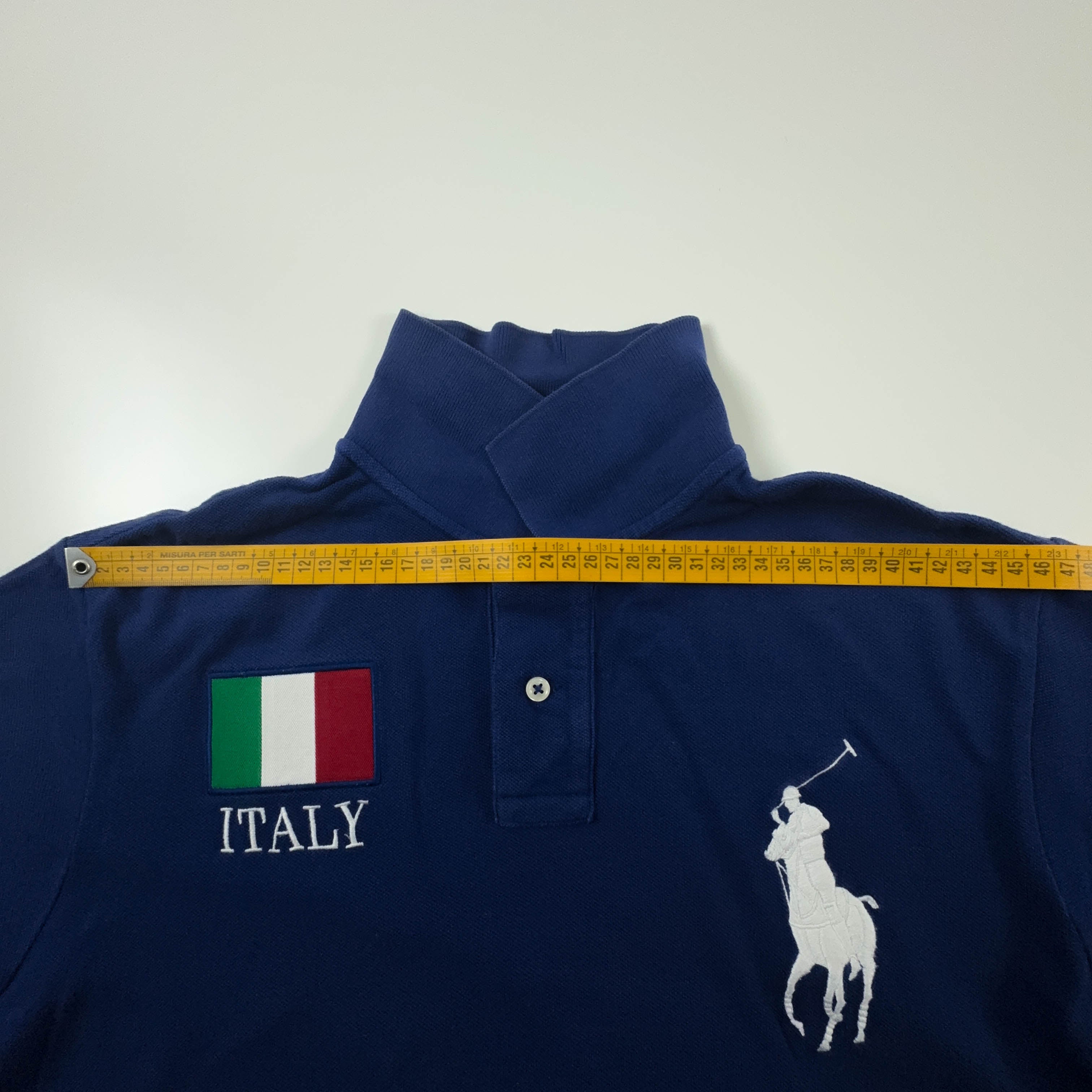 Polo Ralph Lauren blu scuro tinta unita in cotone - Taglia L uomo
