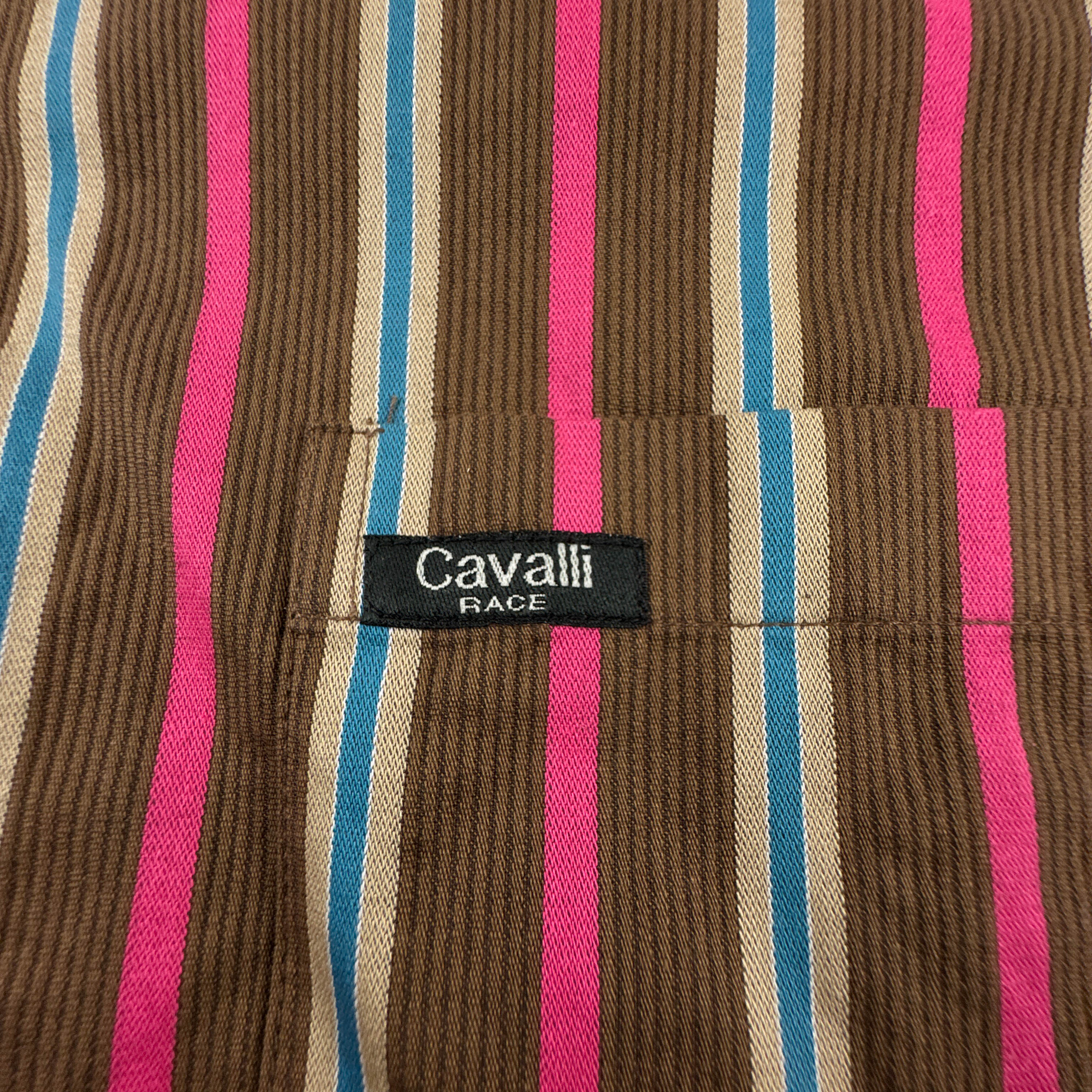 Camicia Cavalli marrone blu e rosa a righe in cotone - Taglia XL uomo