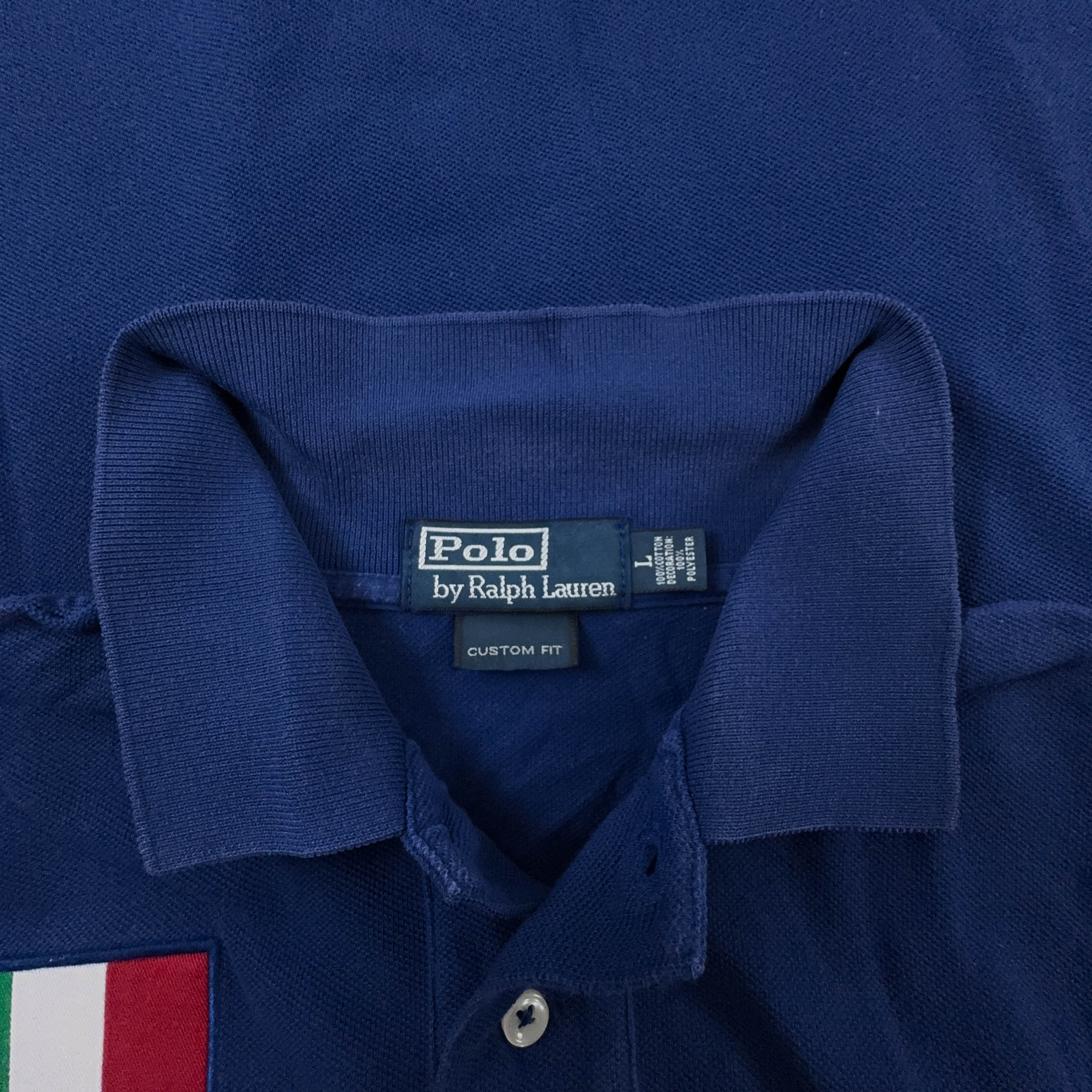 Polo Ralph Lauren blu scuro tinta unita in cotone - Taglia L uomo