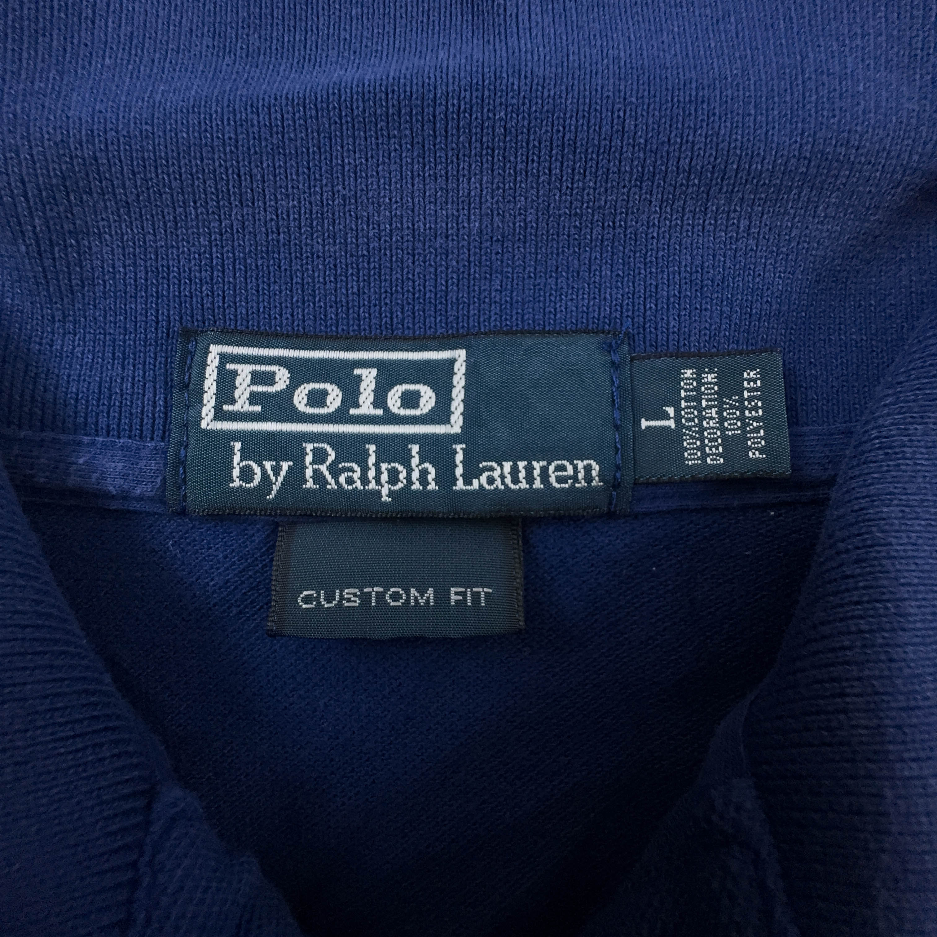 Polo Ralph Lauren blu scuro tinta unita in cotone - Taglia L uomo
