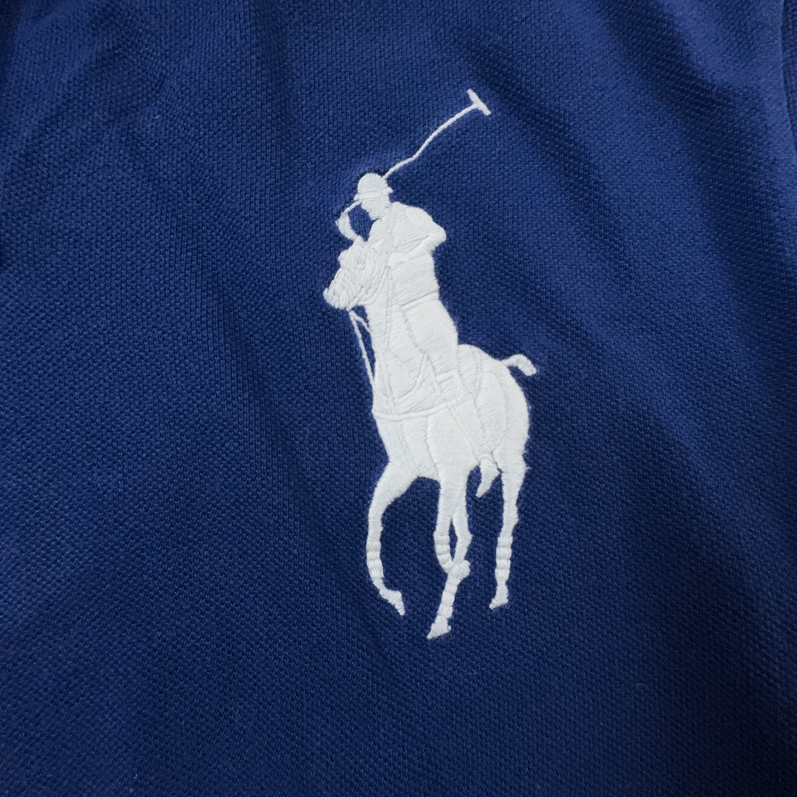 Polo Ralph Lauren blu scuro tinta unita in cotone - Taglia L uomo