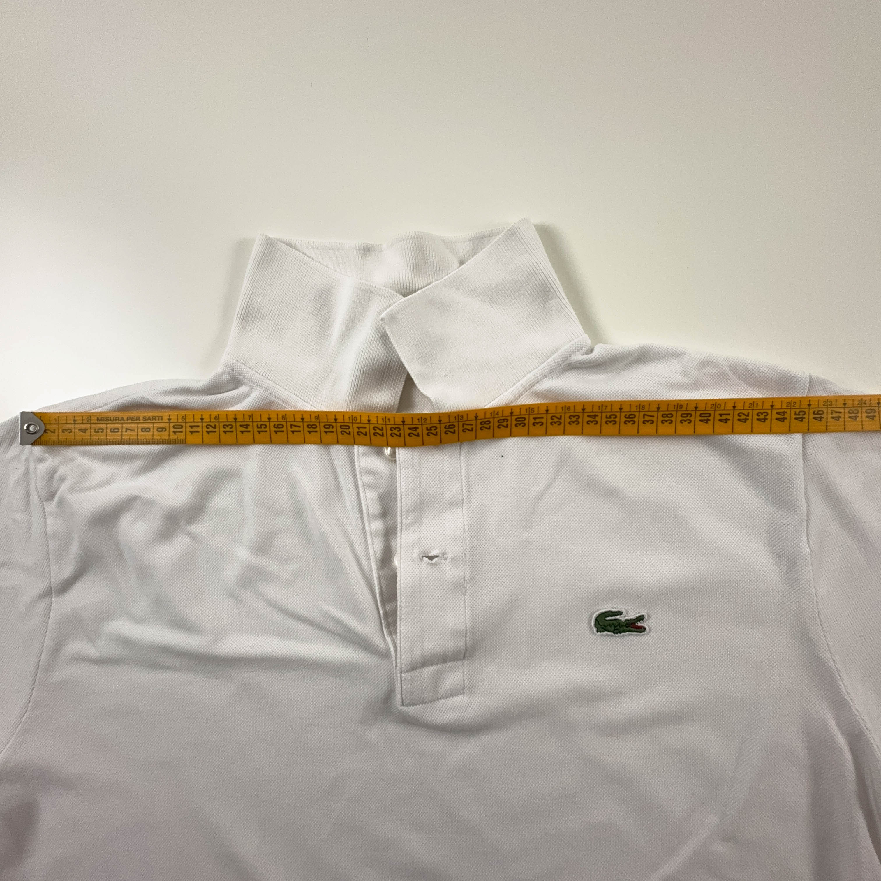 Polo Lacoste bianca tinta unita - Taglia 6 uomo