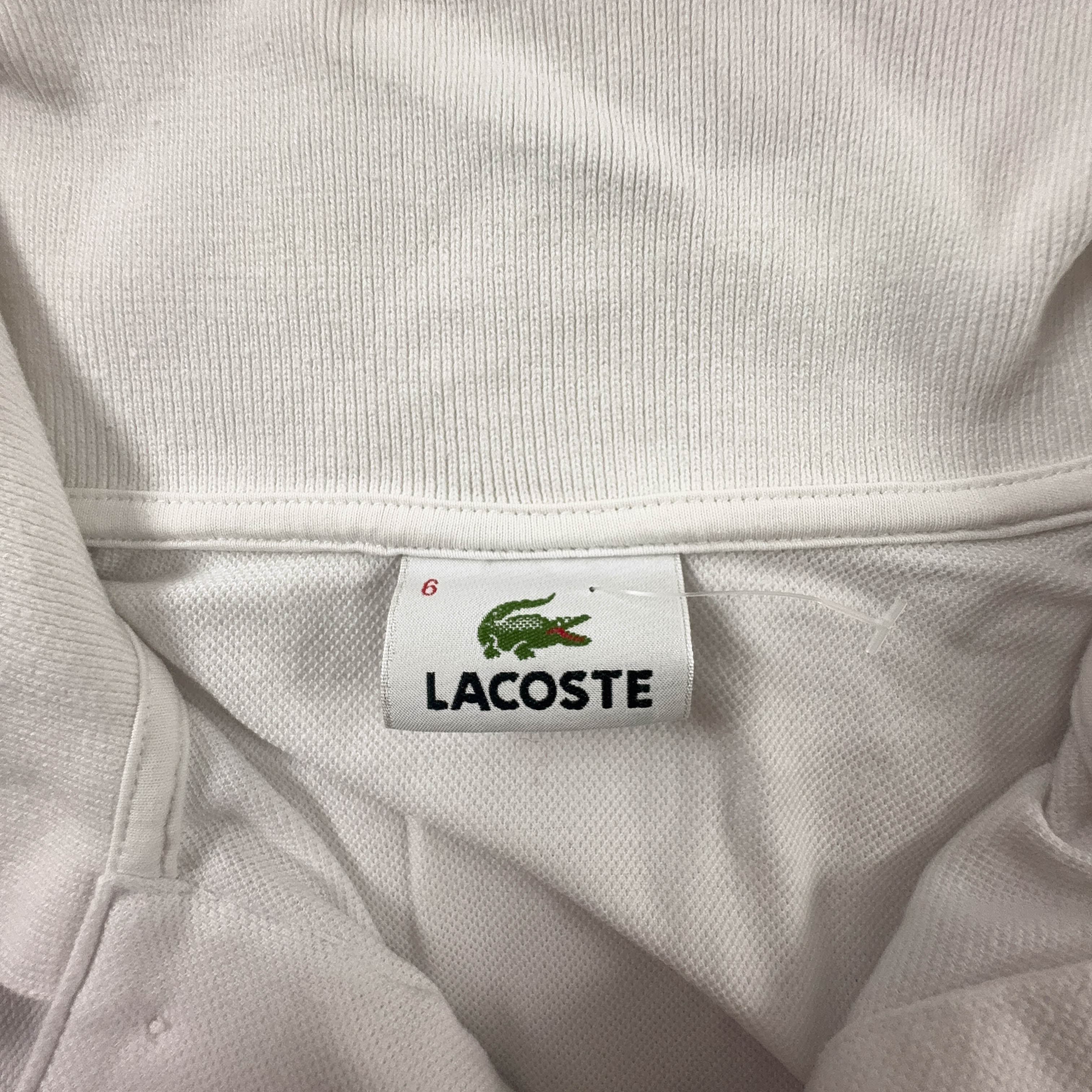 Polo Lacoste bianca tinta unita - Taglia 6 uomo