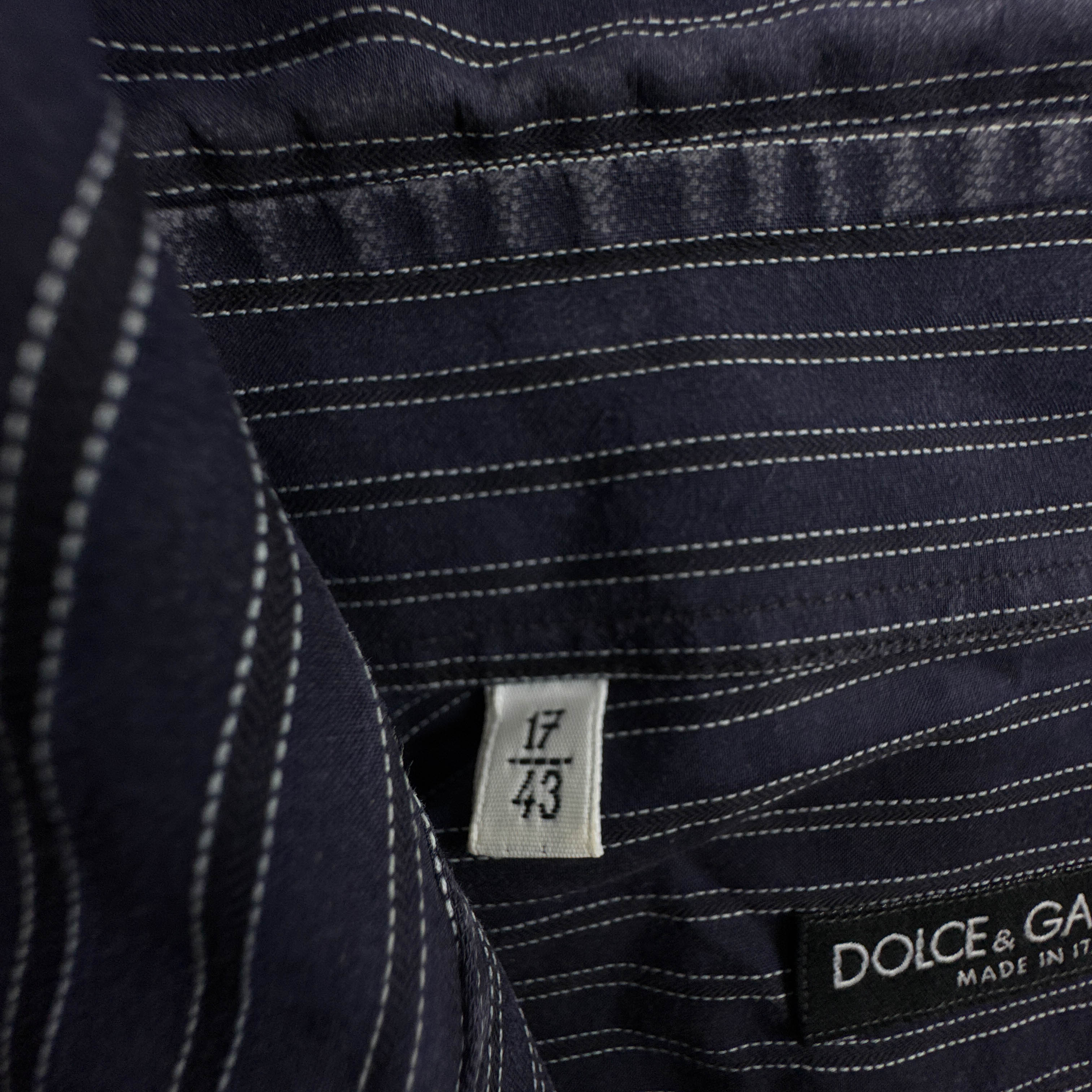 Camicia Dolce & Gabbana blu a righe bianche - Taglia 17 43 uomo
