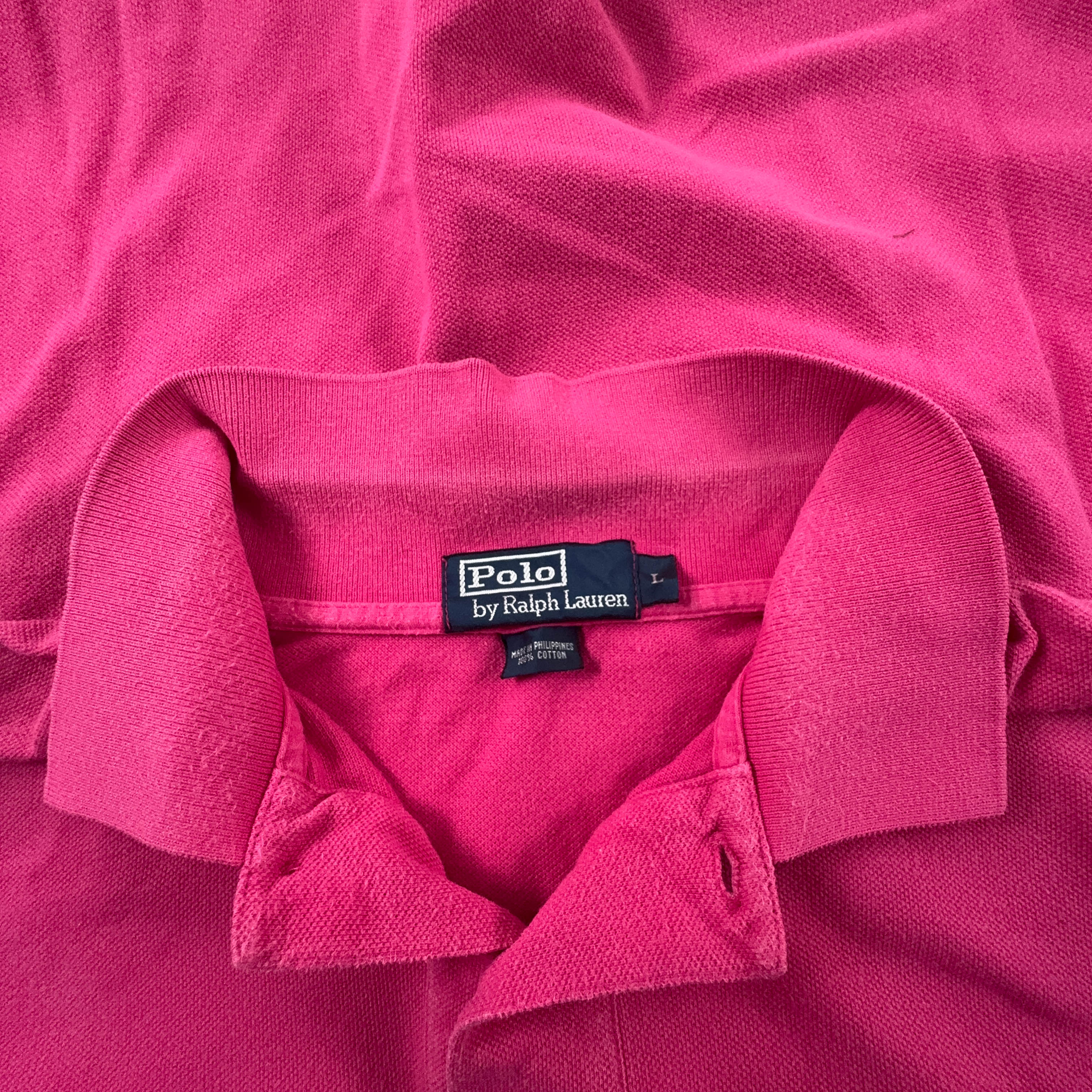 Polo Ralph Lauren fucsia tinta unita in cotone - Taglia L/XL uomo