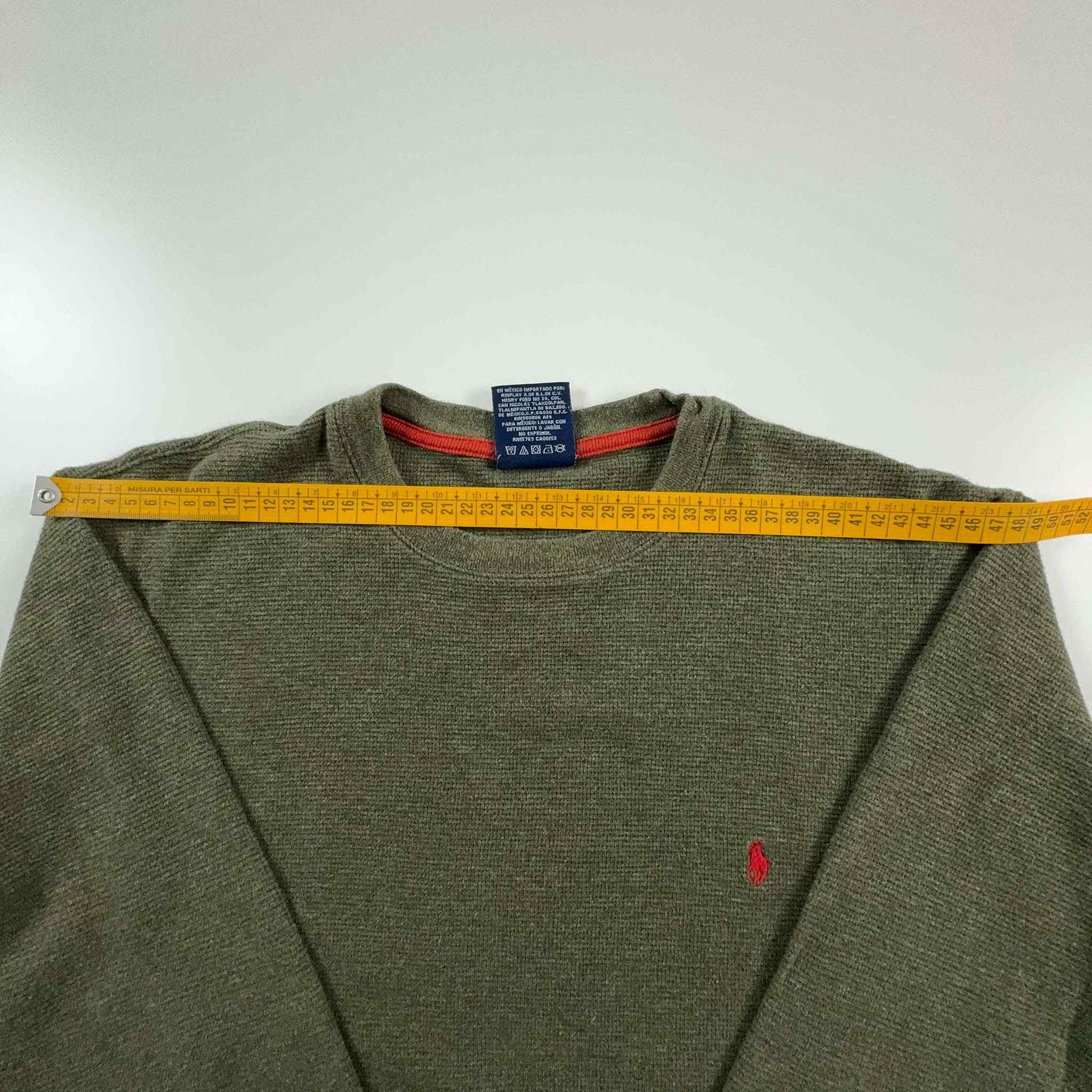 Maglione Ralph Lauren verde leggero a girocollo tinta unita - Taglia L/XL uomo