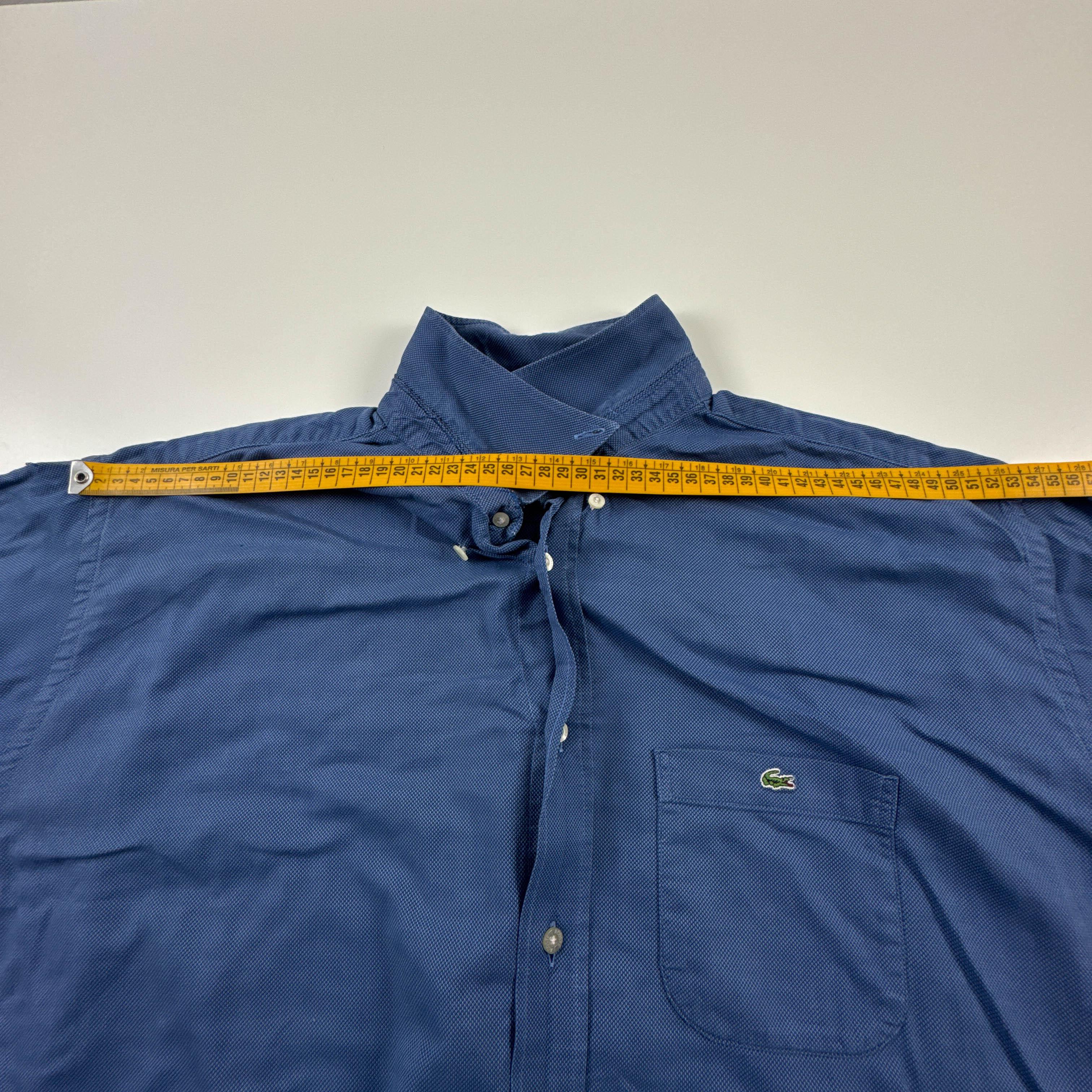 Camicia Lacoste Vintage blu a tinta unita - Taglia 45 uomo