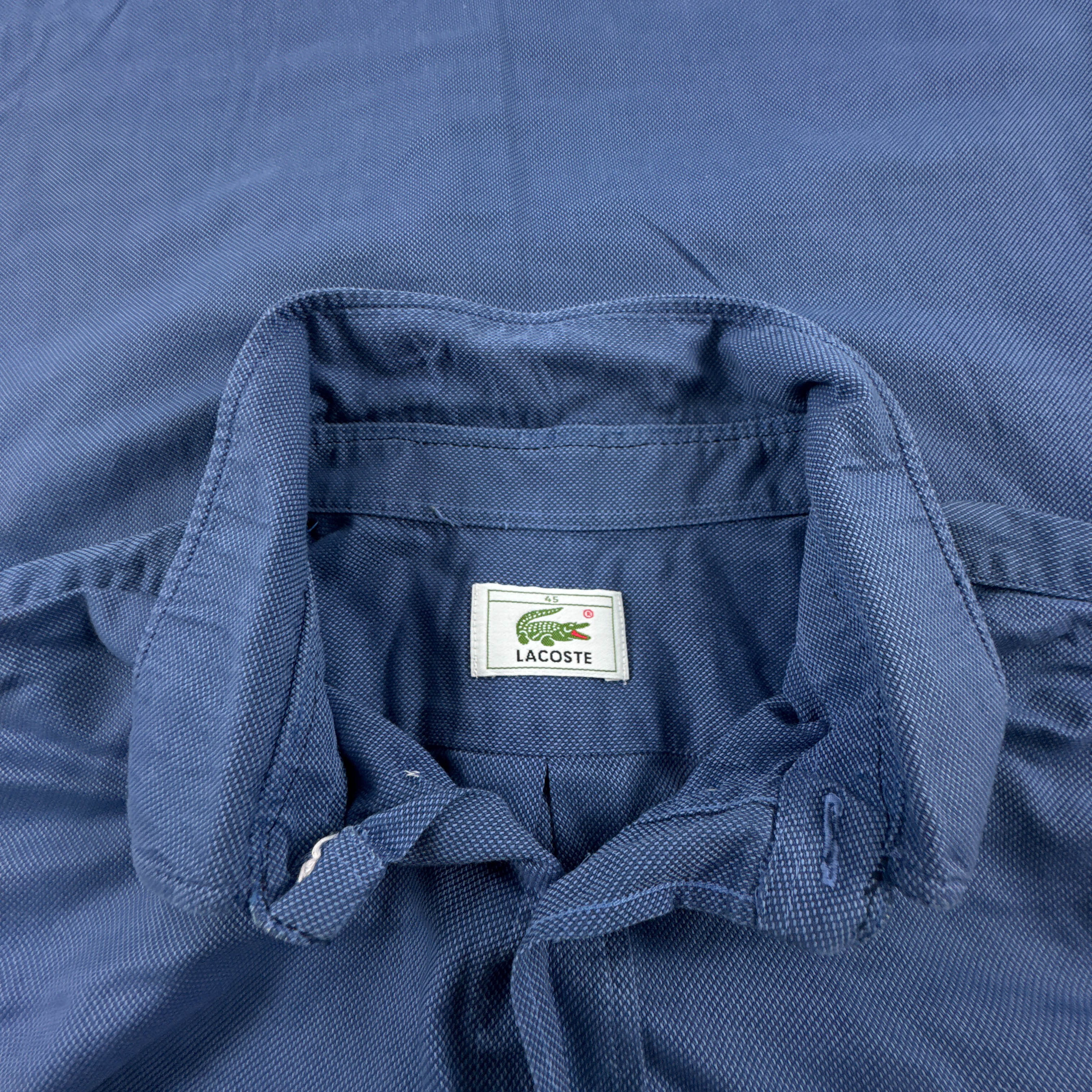 Camicia Lacoste Vintage blu a tinta unita - Taglia 45 uomo
