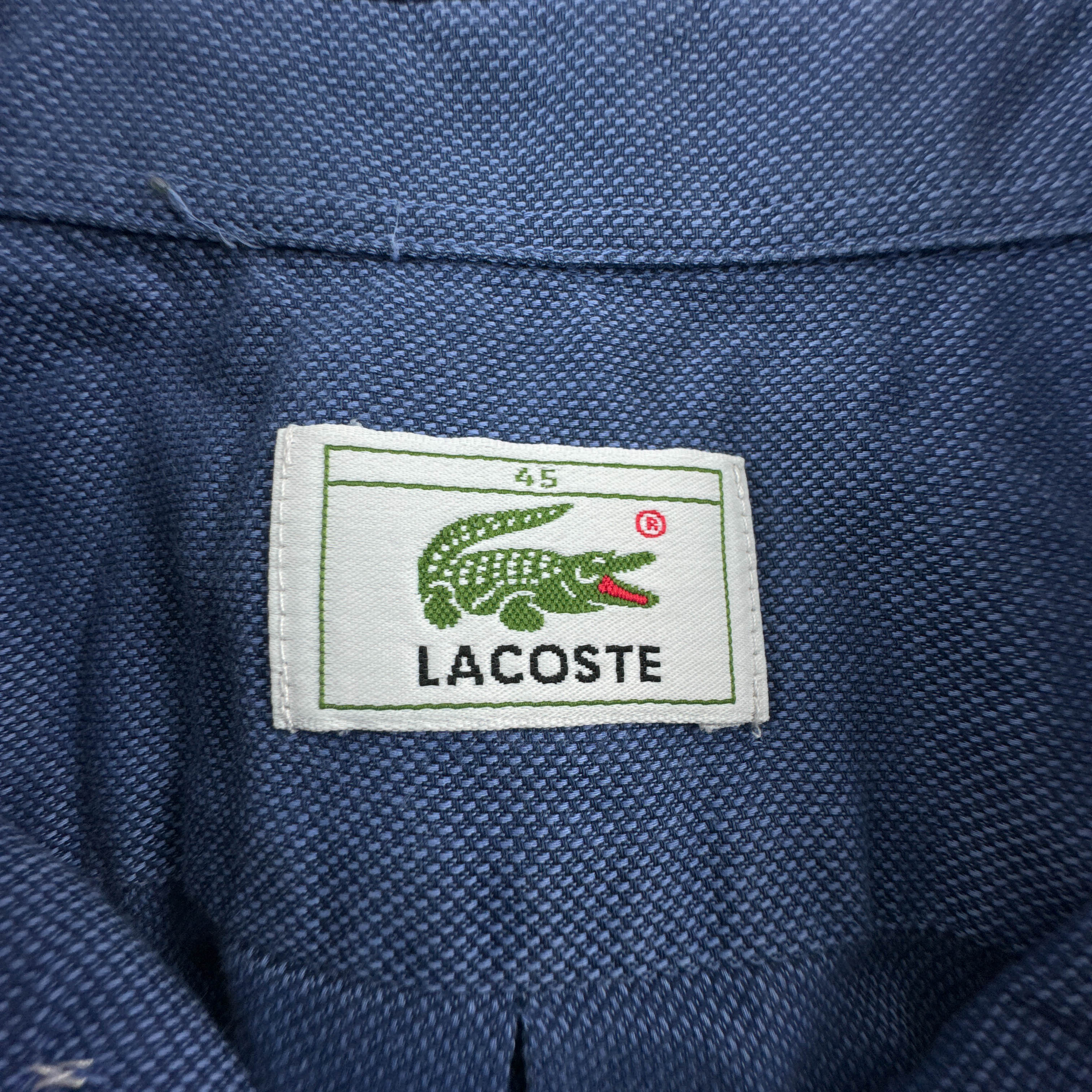 Camicia Lacoste Vintage blu a tinta unita - Taglia 45 uomo
