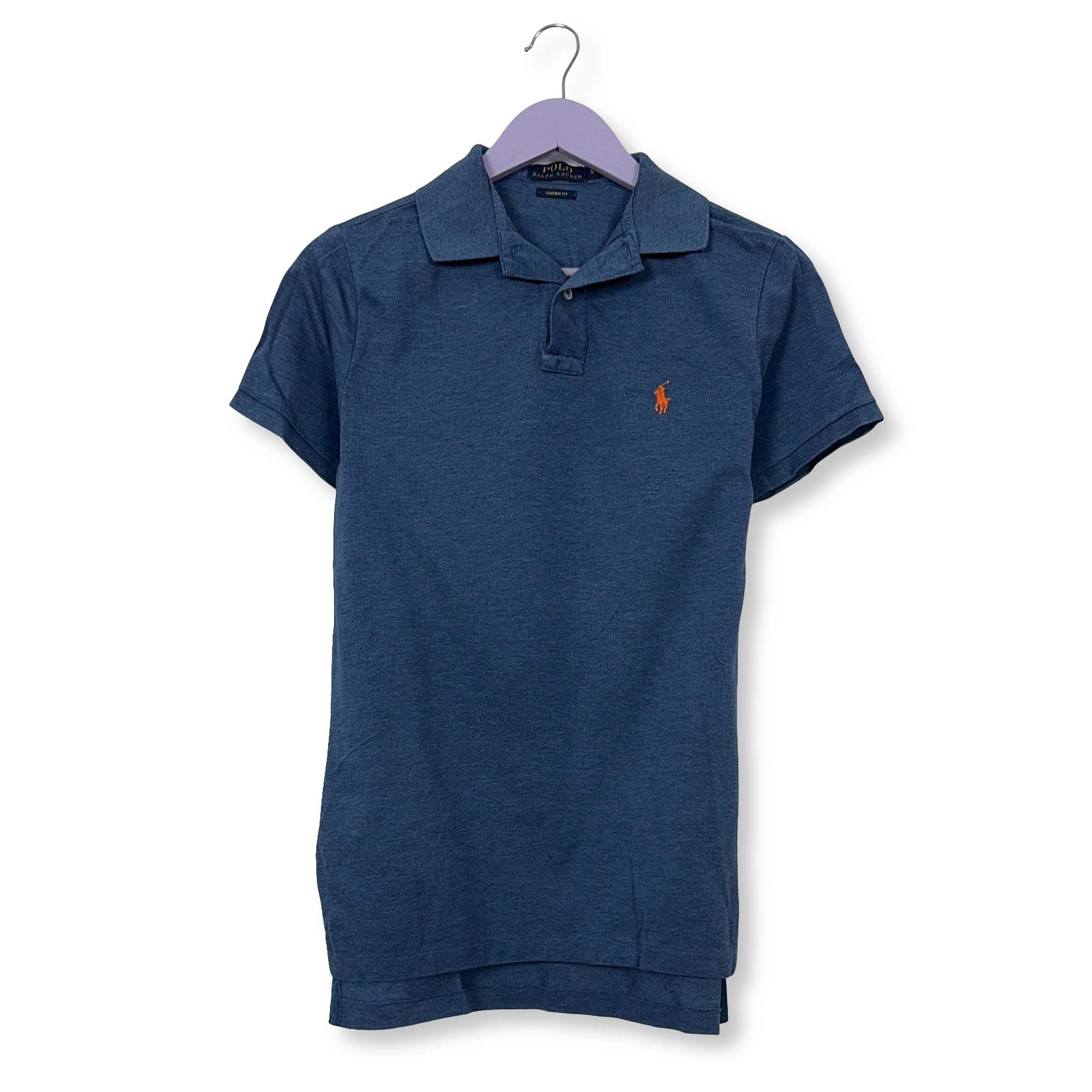 Polo Ralph Lauren blu a tinta unita custom fit - Taglia S uomo