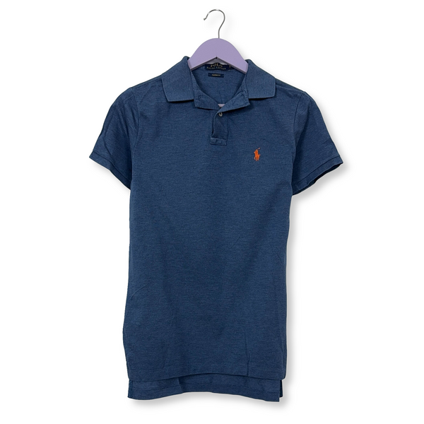 Polo Ralph Lauren blu a tinta unita custom fit - Taglia S uomo