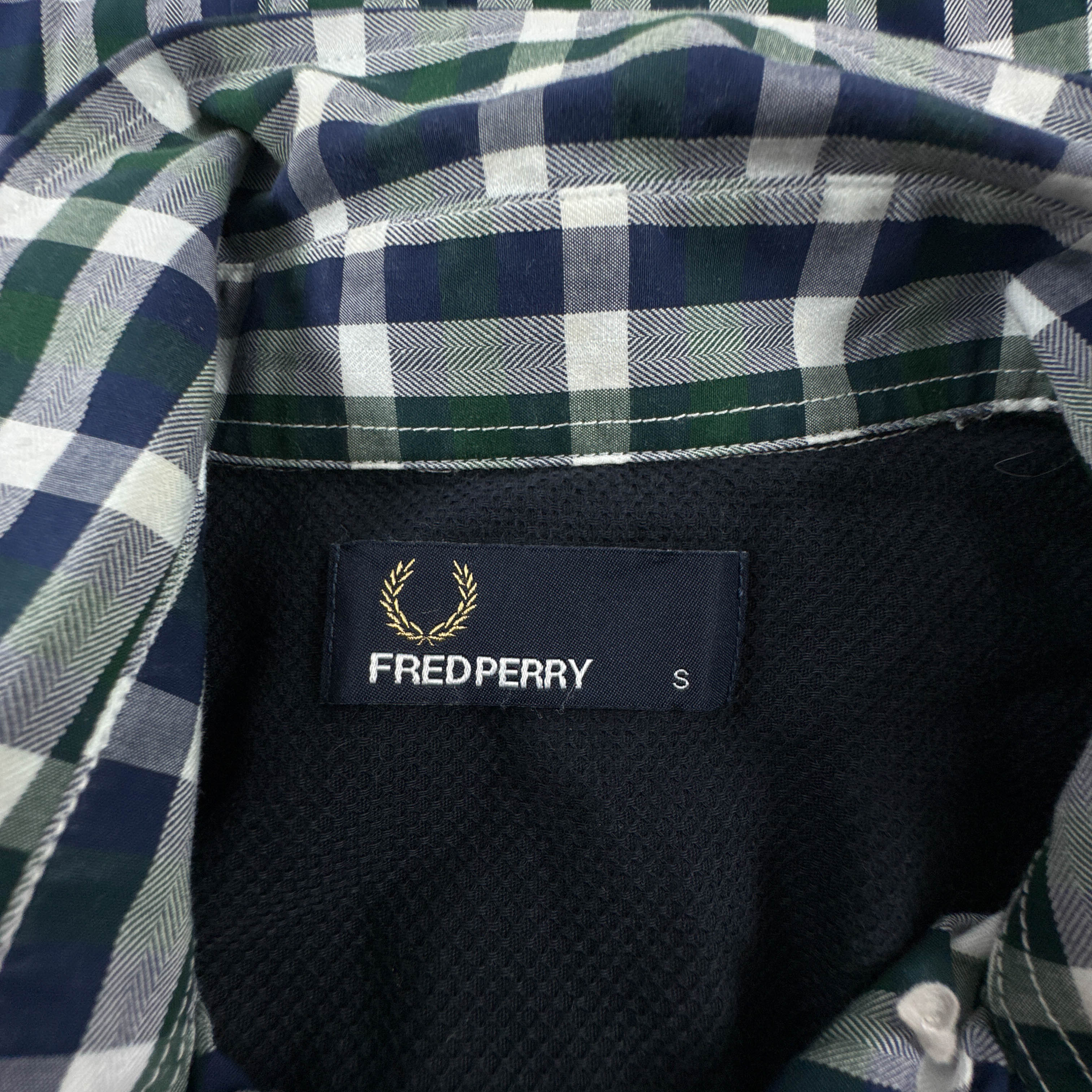 Camicia Fred Perry verde blu e bianca a quadri in cotone - Taglia S uomo