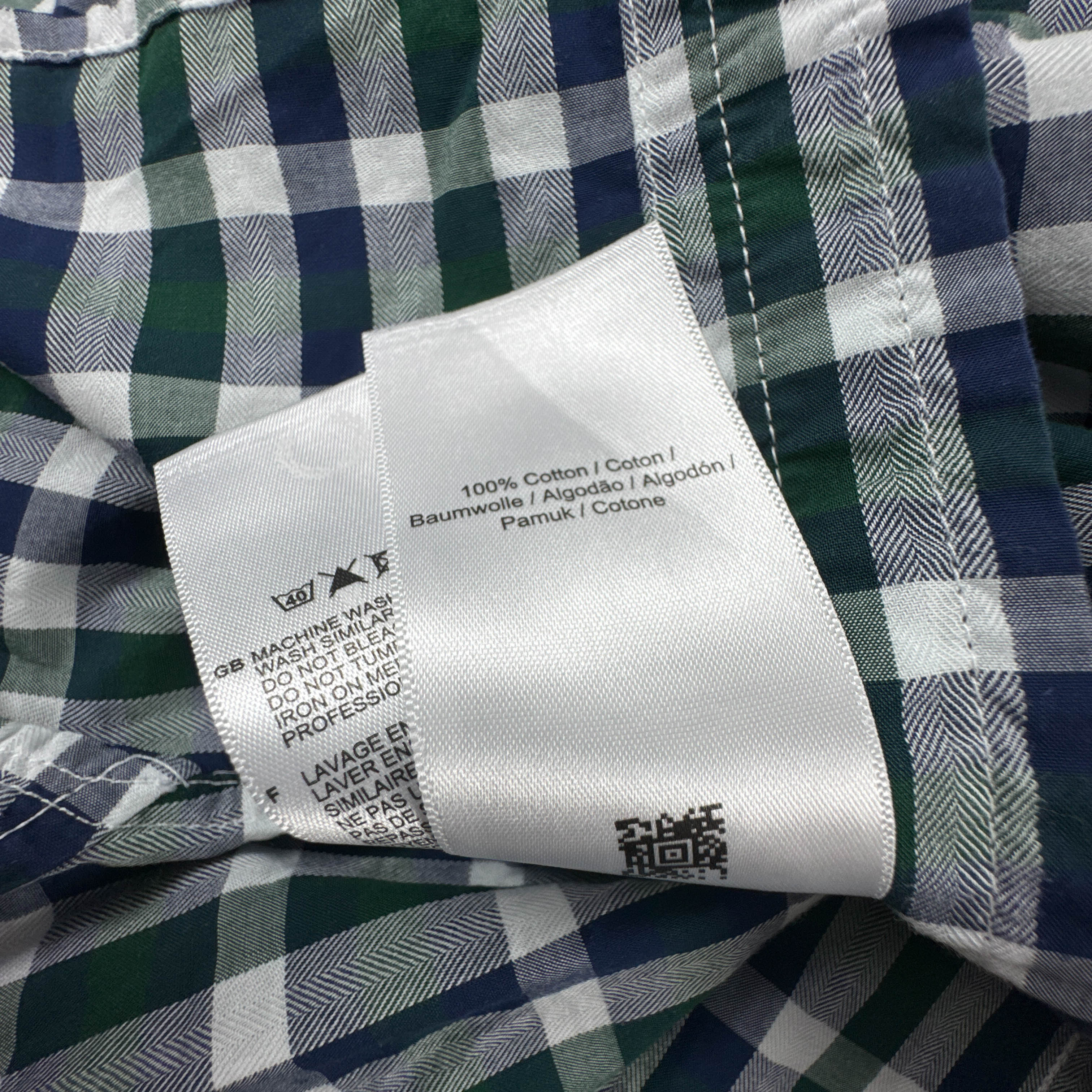 Camicia Fred Perry verde blu e bianca a quadri in cotone - Taglia S uomo