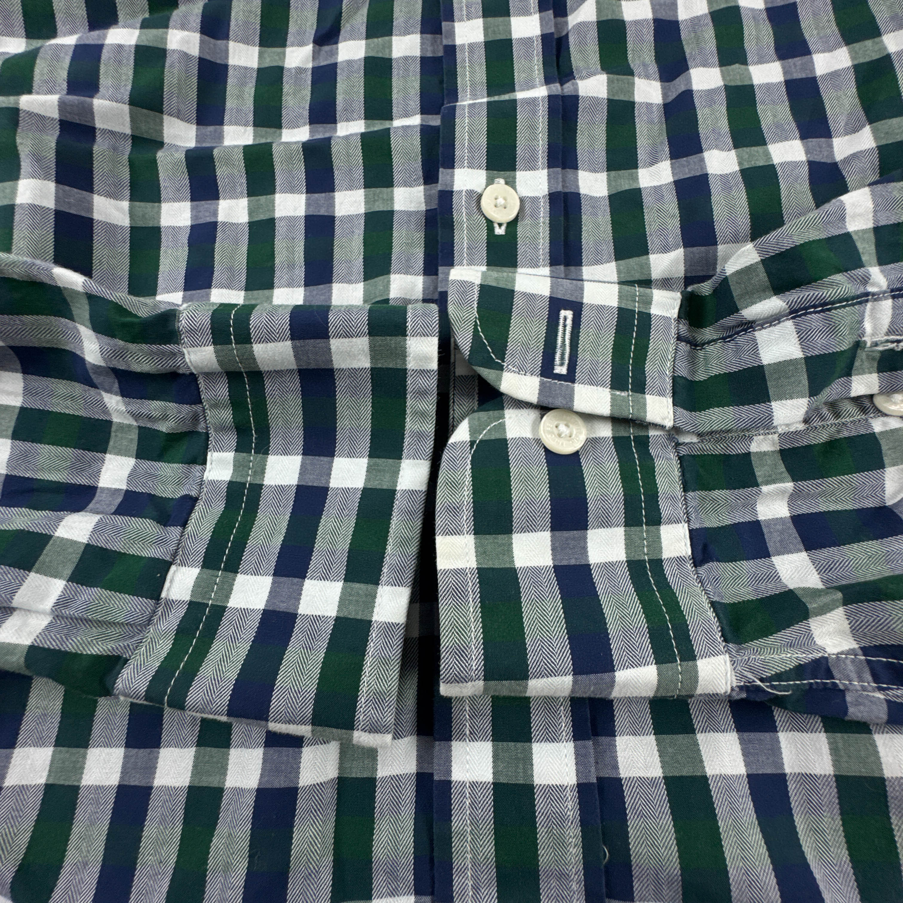 Camicia Fred Perry verde blu e bianca a quadri in cotone - Taglia S uomo