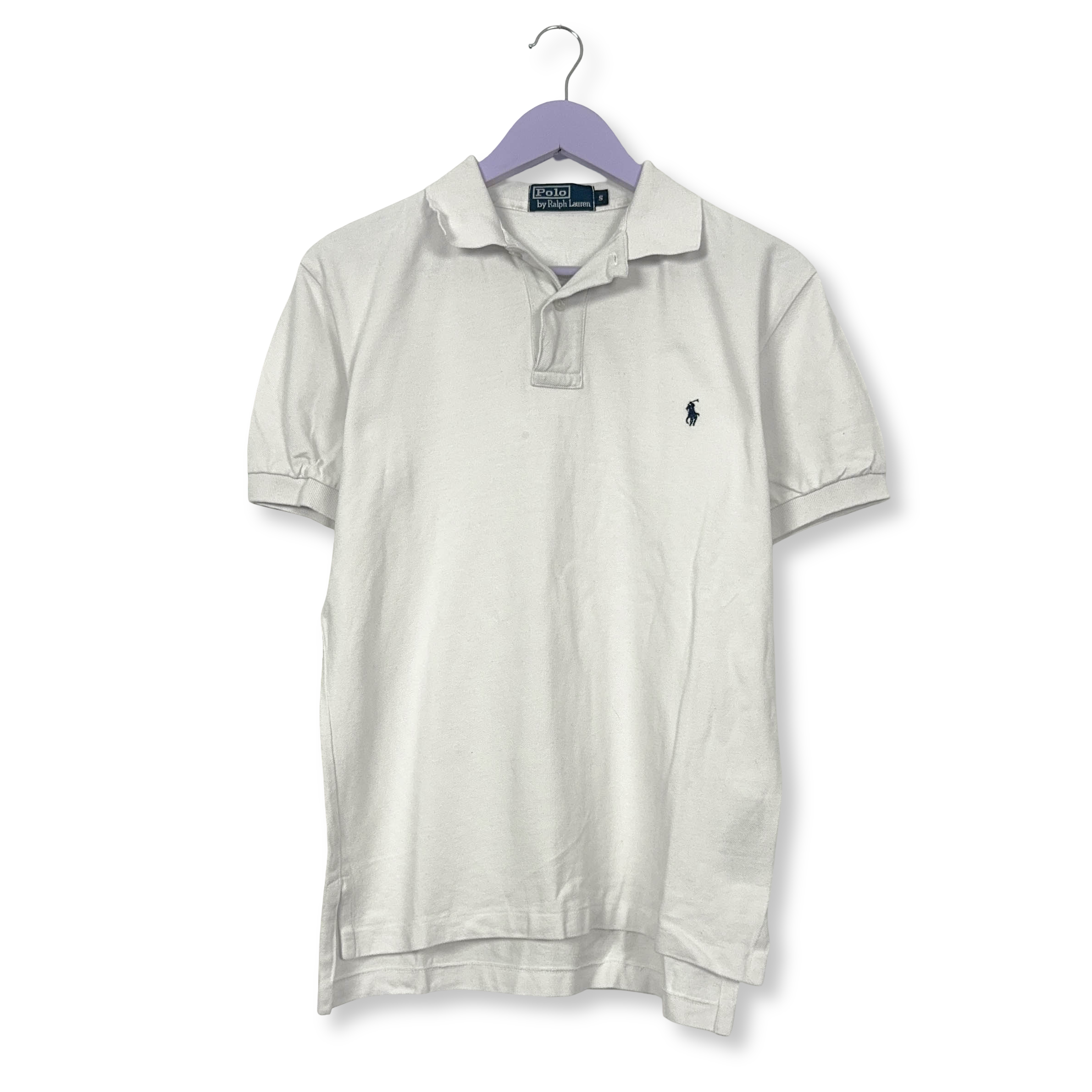 Polo Ralph Lauren bianca a tinta unita in cotone - Taglia S/M uomo