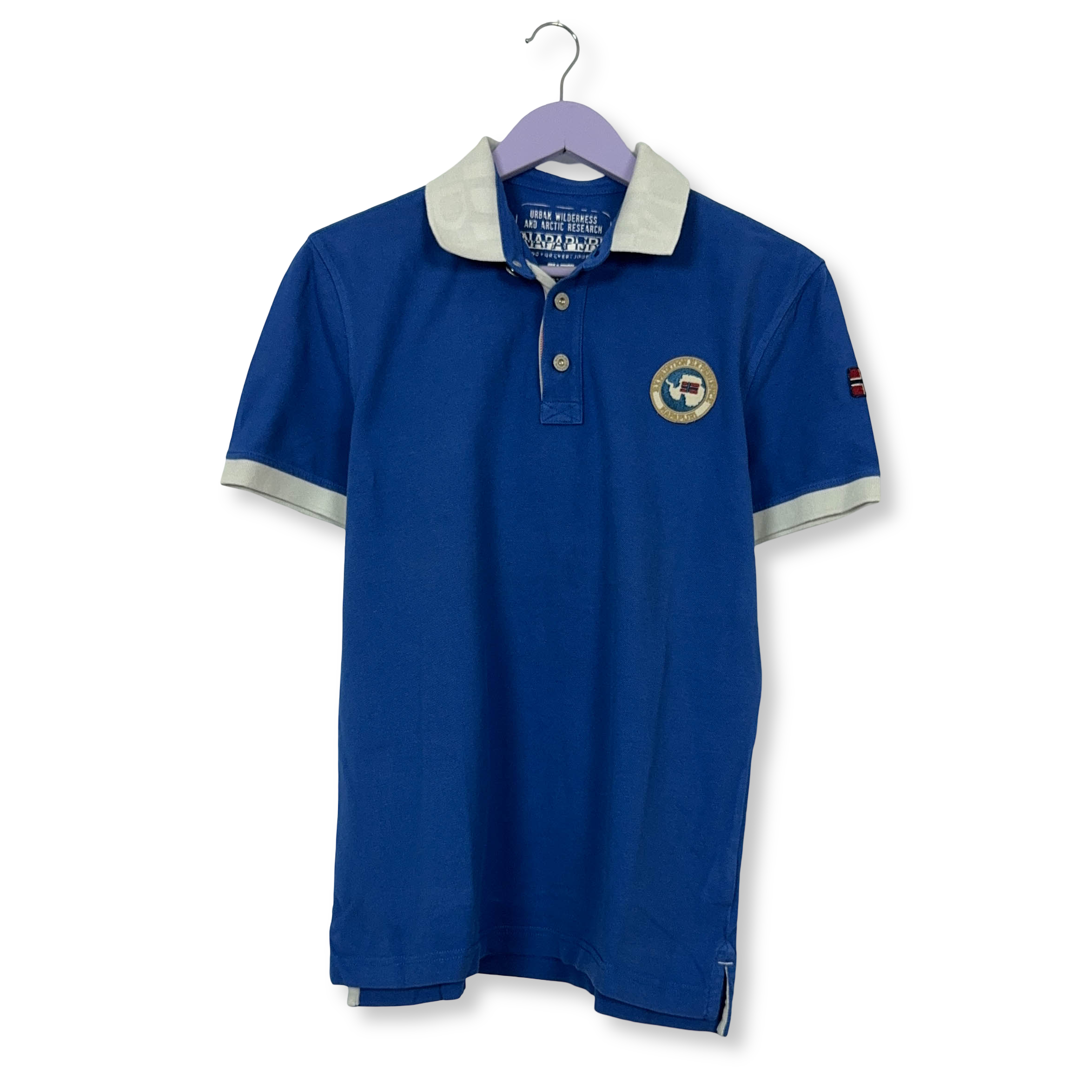 Polo Napapijri blu a tinta unita in cotone - Taglia S/M uomo