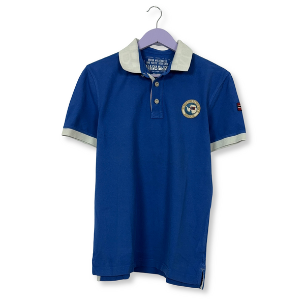 Polo Napapijri blu a tinta unita in cotone - Taglia S/M uomo