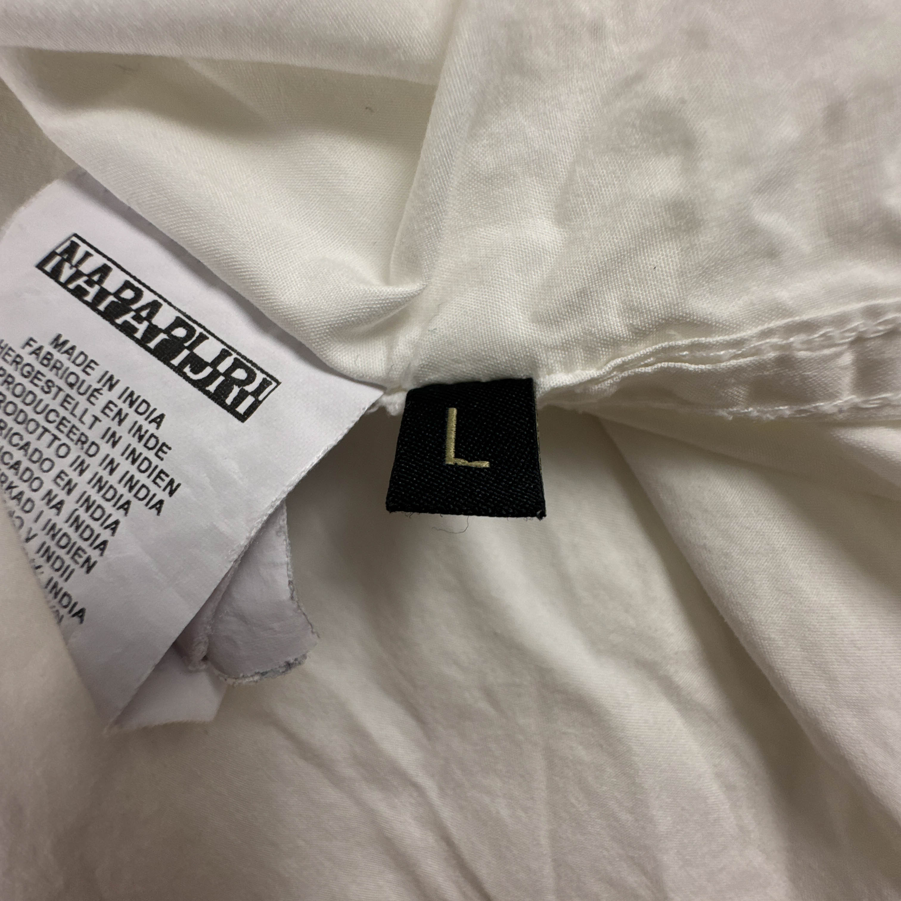 Camicia Napapijri bianca a tinta unita in cotone - Taglia L uomo