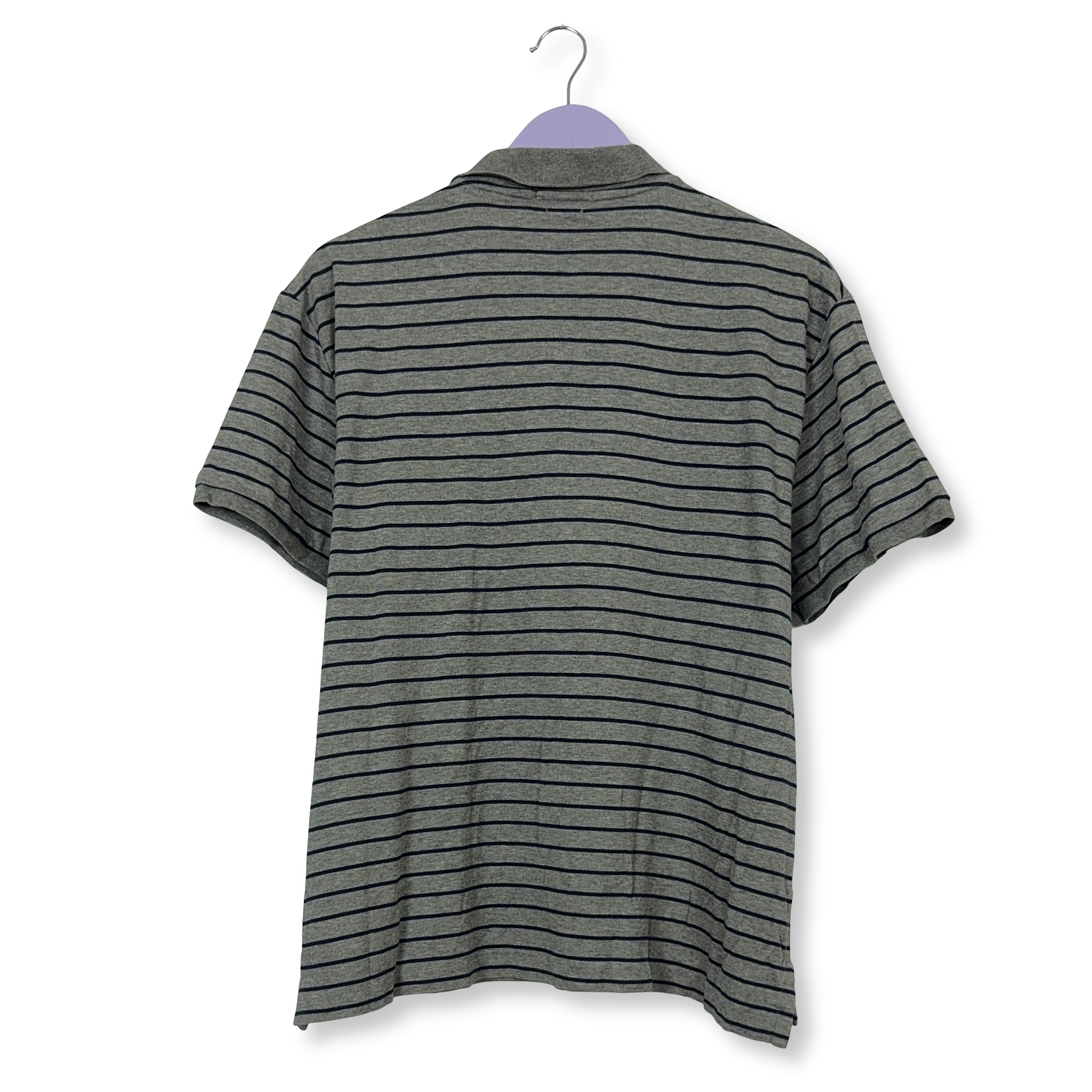 Polo Ralph Lauren a righe grigia e nera in cotone soft touch - Taglia XL uomo