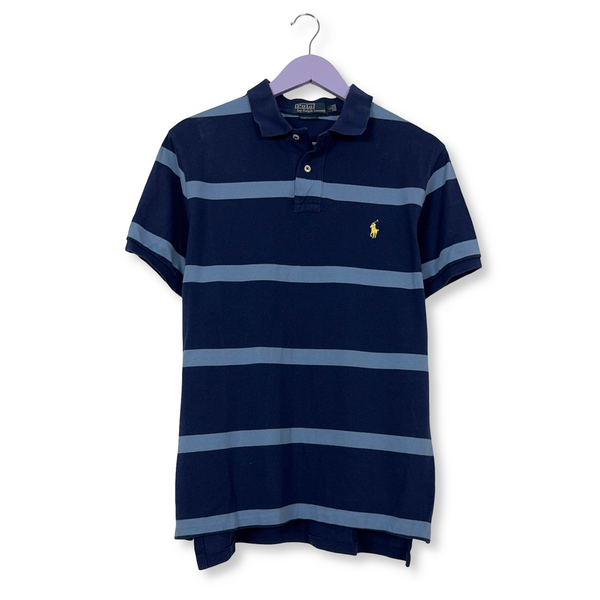 Polo Ralph Lauren a righe blu e azzurra in cotone custom fit - Taglia L uomo