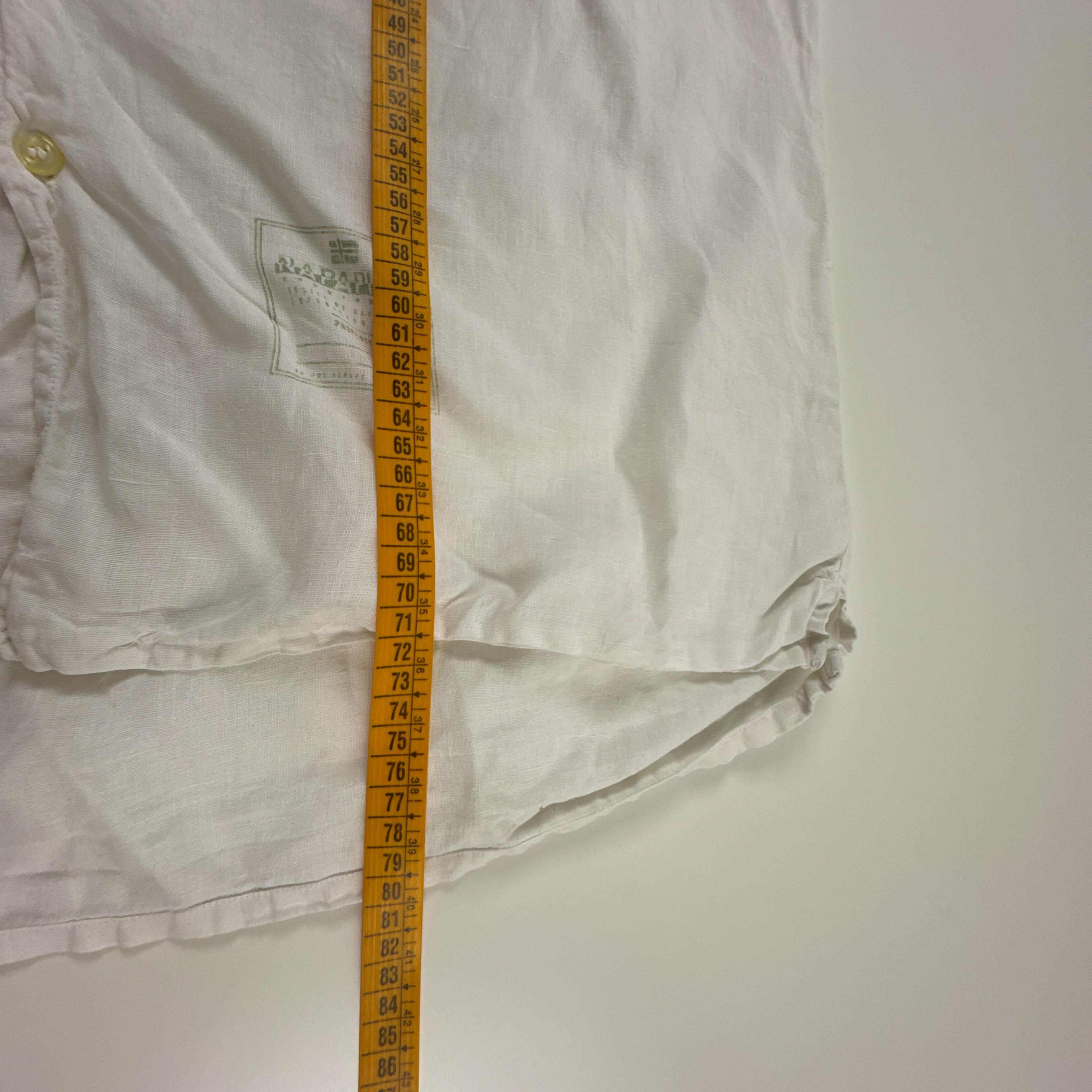 Camicia Napapijri bianca 100% lino a tinta unita - Taglia L uomo