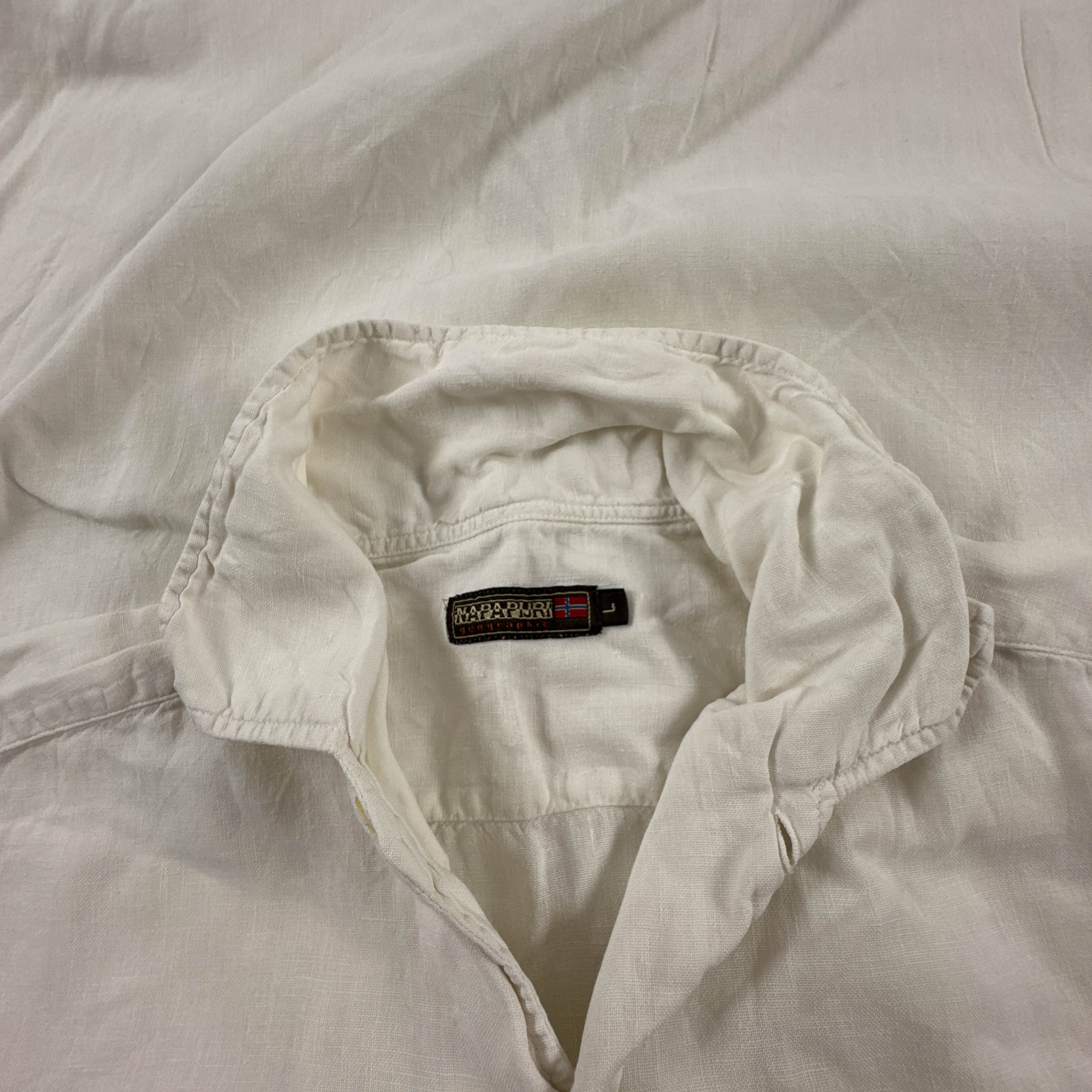 Camicia Napapijri bianca 100% lino a tinta unita - Taglia L uomo