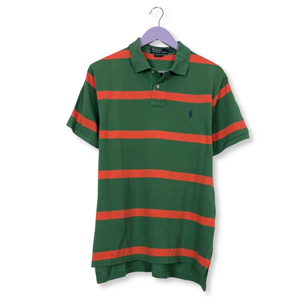 Polo Ralph Lauren a righe verde ed arancione in cotone custom fit - Taglia L uomo