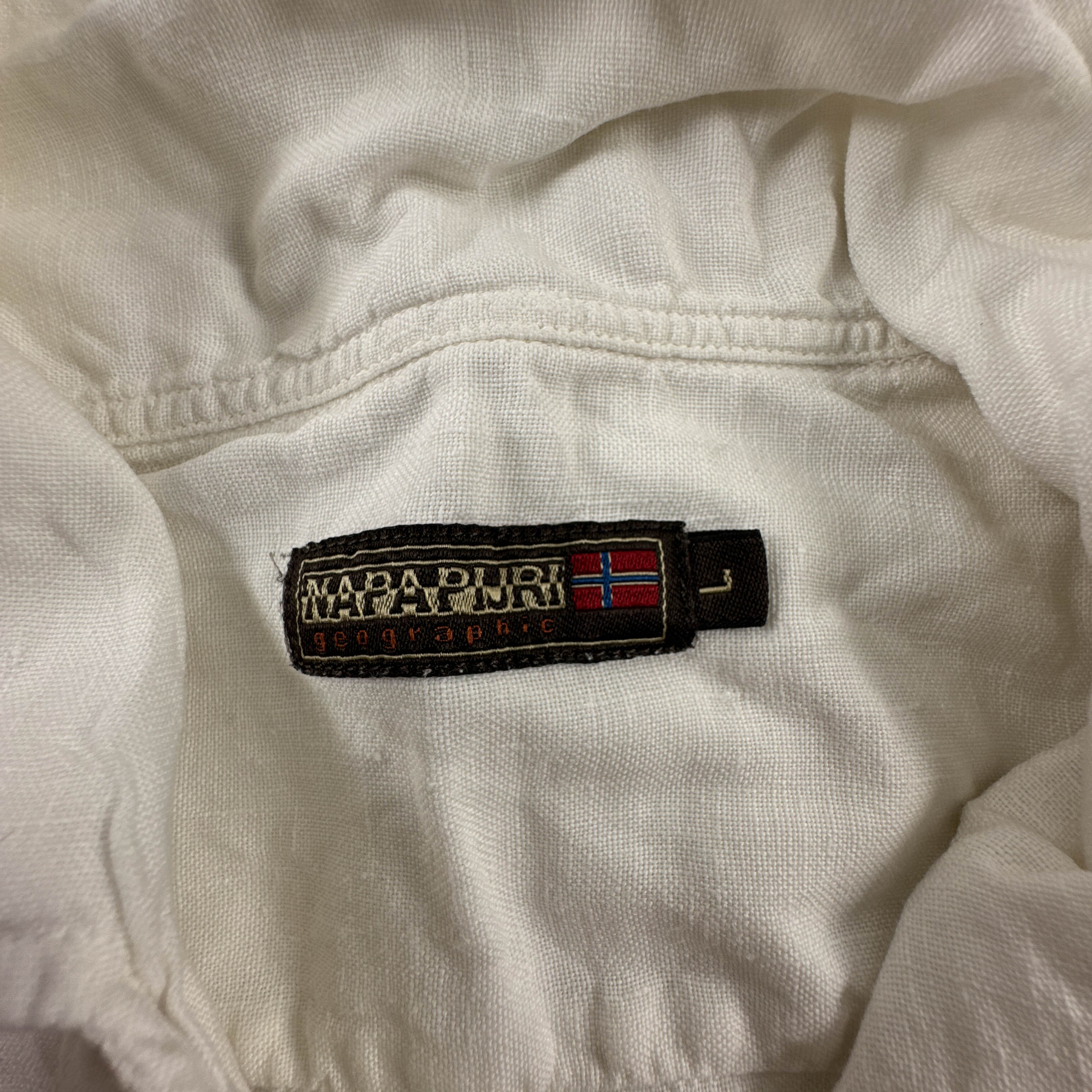 Camicia Napapijri bianca 100% lino a tinta unita - Taglia L uomo