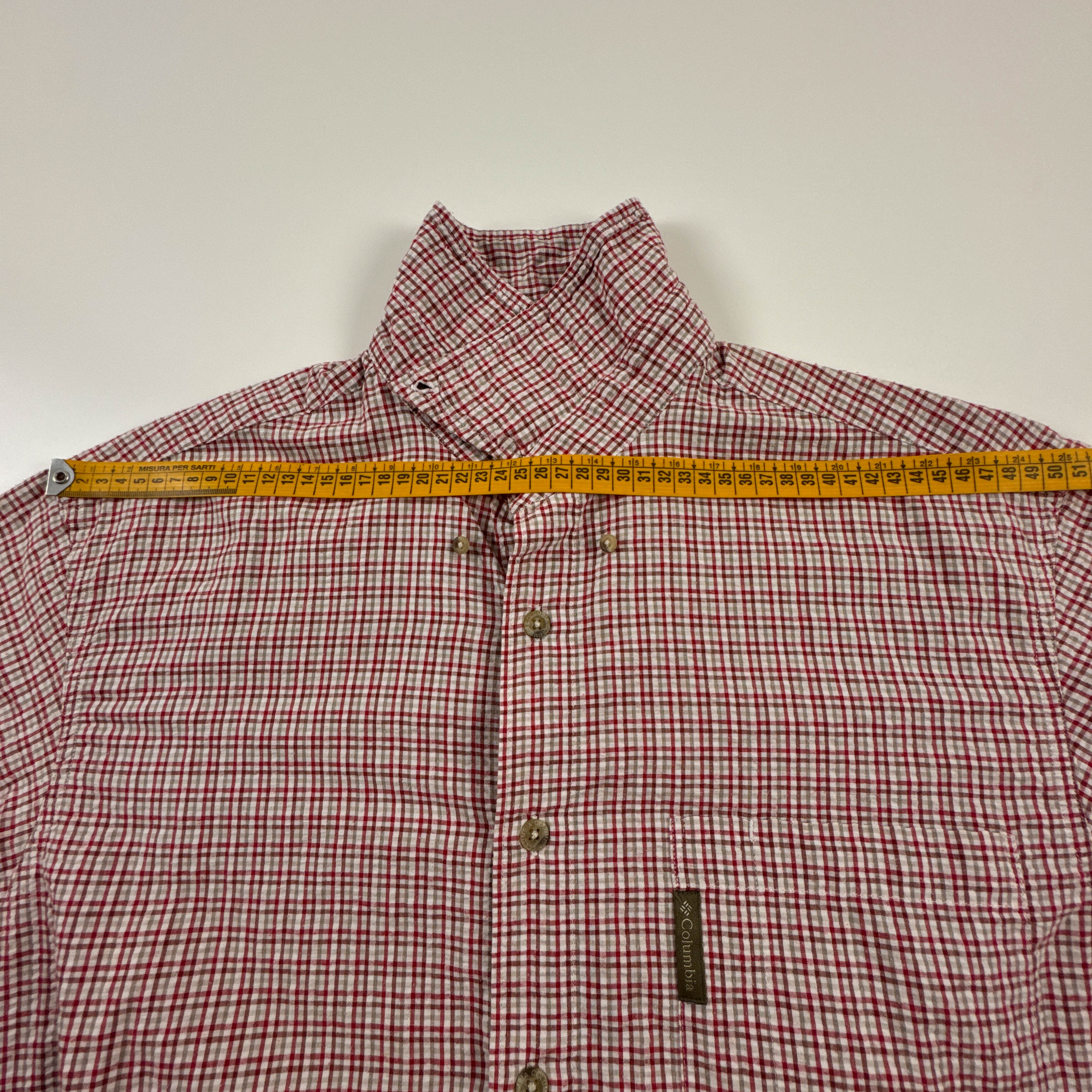Camicia Columbia rossa e bianca a quadri 55% cotone - Taglia L uomo