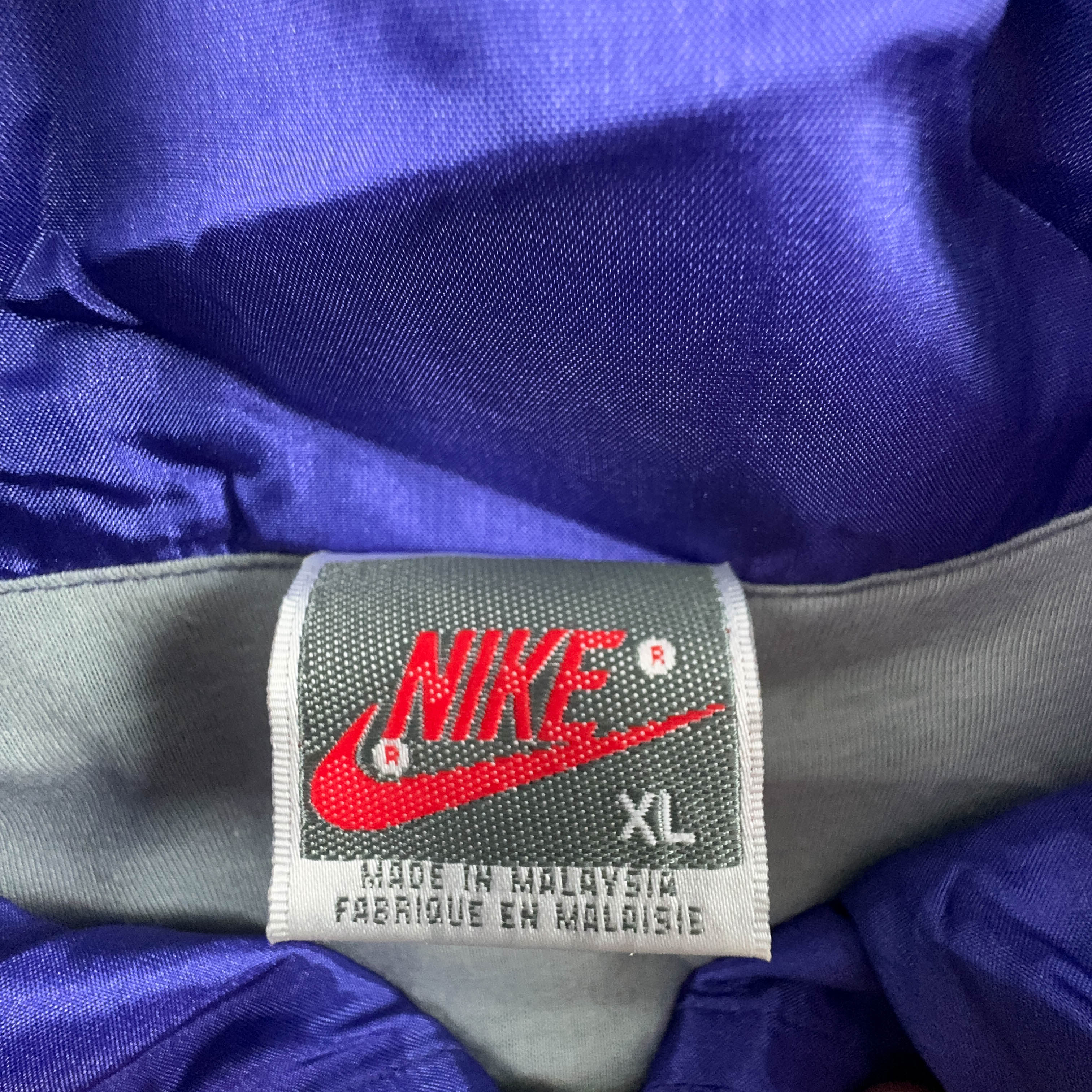 Giacca a vento Nike Vintage blu e verde con zip anni 90 - Taglia XL uomo