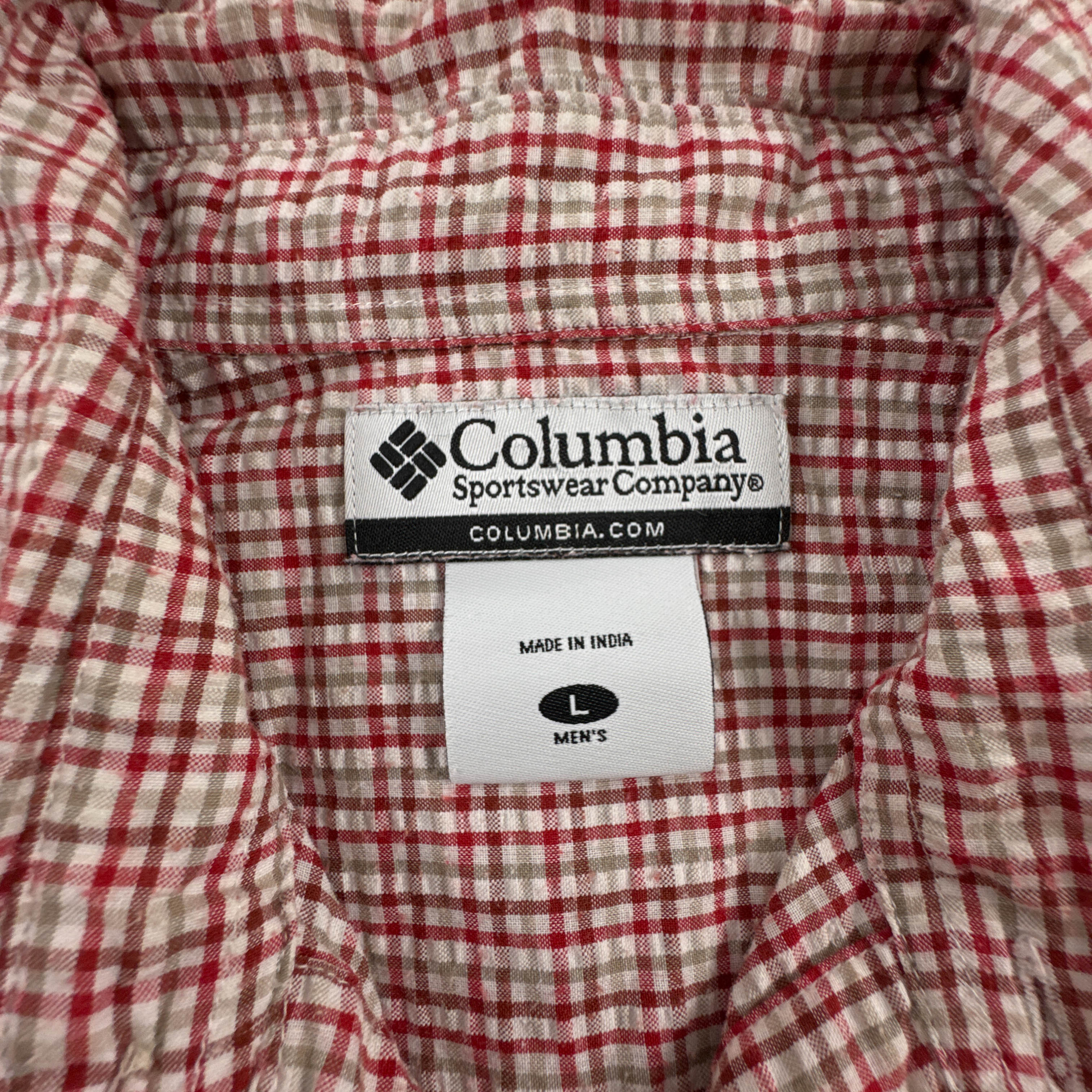 Camicia Columbia rossa e bianca a quadri 55% cotone - Taglia L uomo
