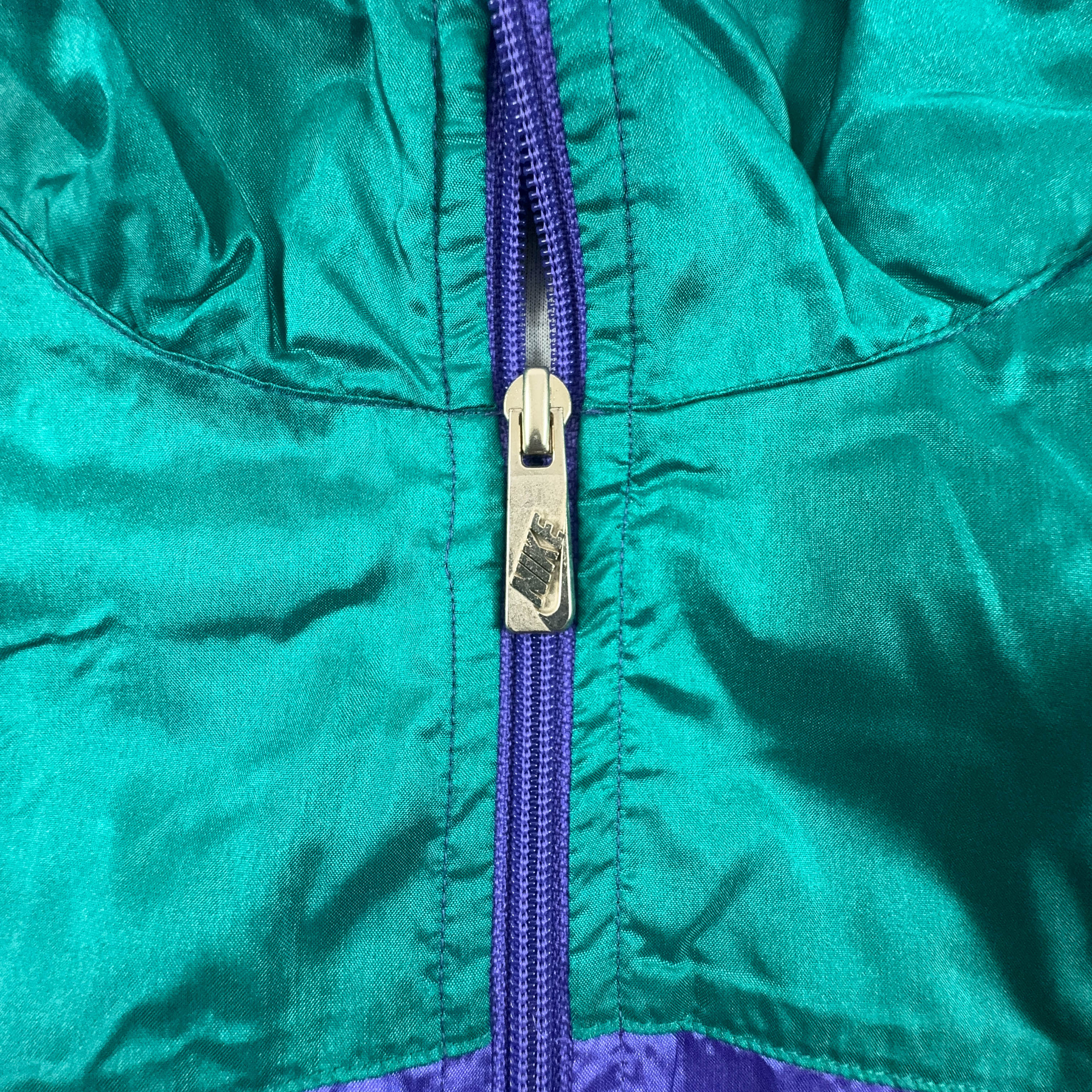 Giacca a vento Nike Vintage blu e verde con zip anni 90 - Taglia XL uomo