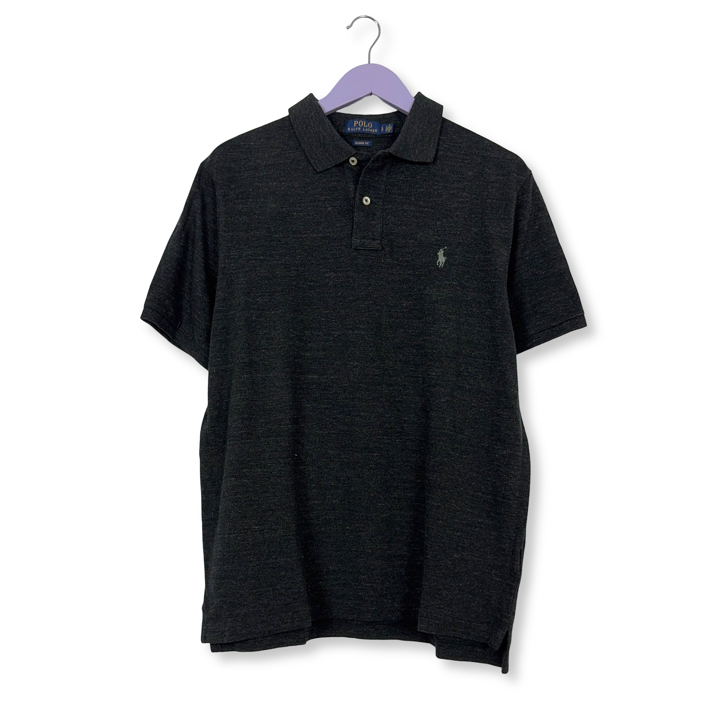 Polo Ralph Lauren grigia scura a tinta unita in cotone classic fit - Taglia L uomo