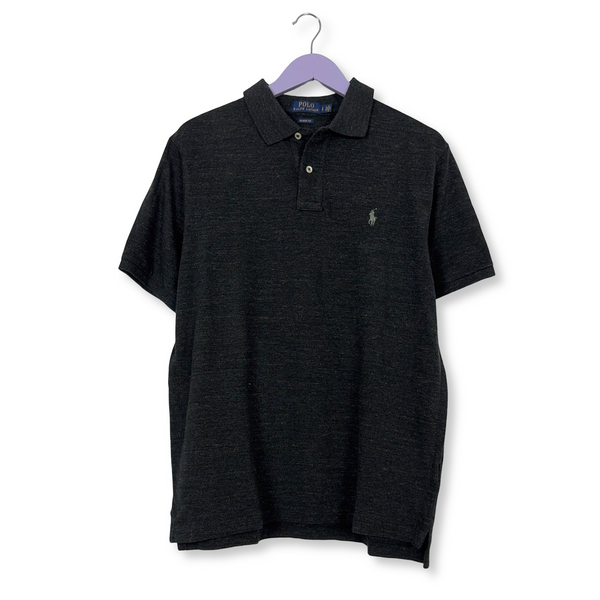 Polo Ralph Lauren grigia scura a tinta unita in cotone classic fit - Taglia L uomo