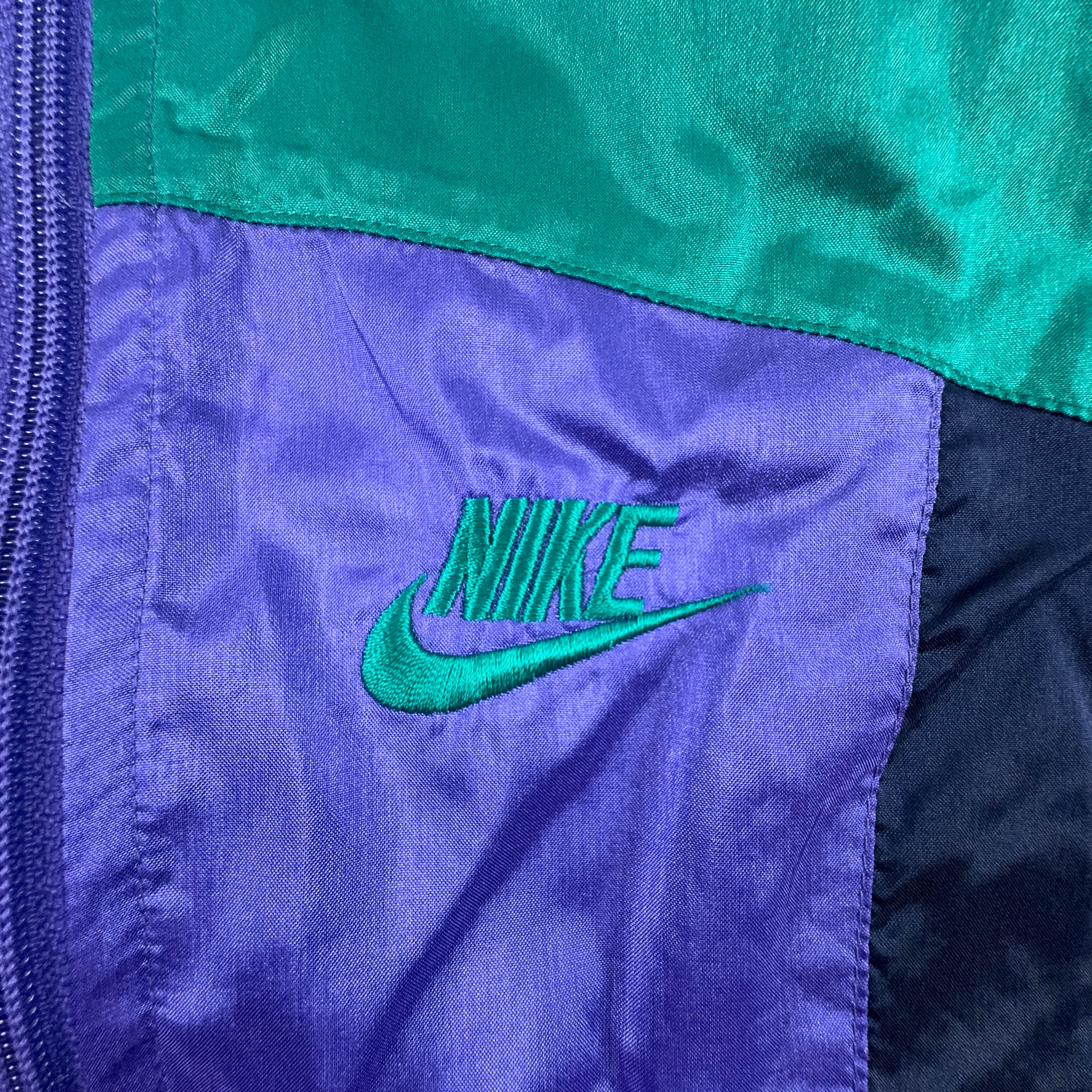 Giacca a vento Nike Vintage blu e verde con zip anni 90 - Taglia XL uomo